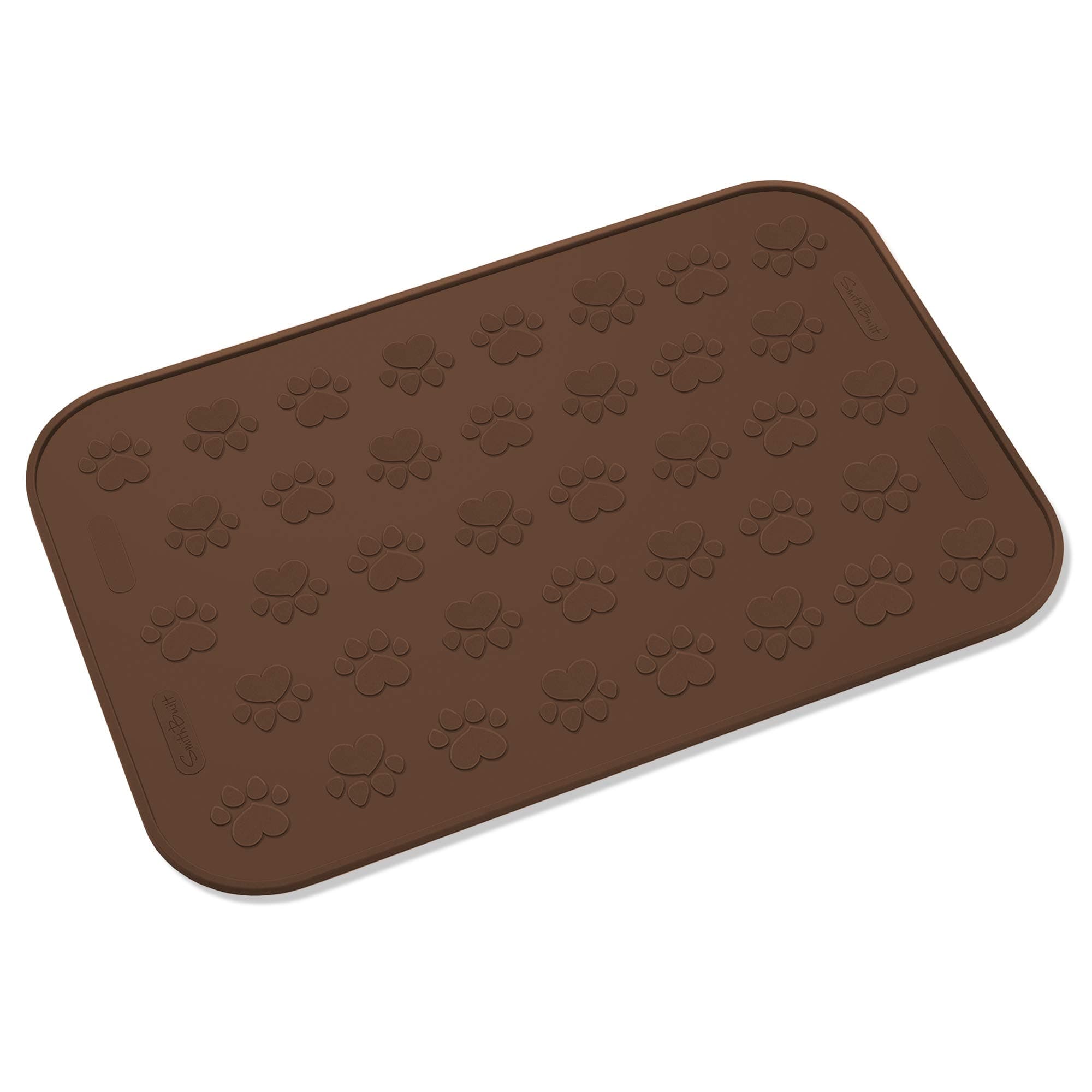 SmithBuilt 24" x 16" Large Dog Food Mat - Waterproof Non-Slip Silicone Cat Pet Bowl Feeding Placemat - Brown