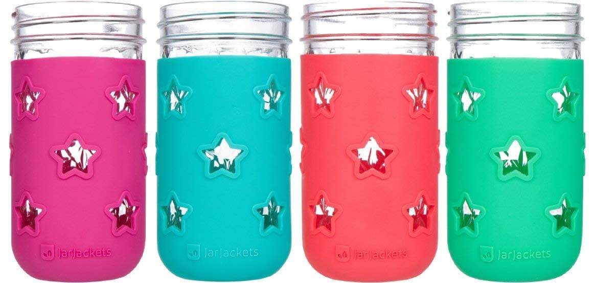 JarJacketsSilicone Mason Jar Protector Sleeve - Fits 12oz Jelly Jars (4, Multicolor)