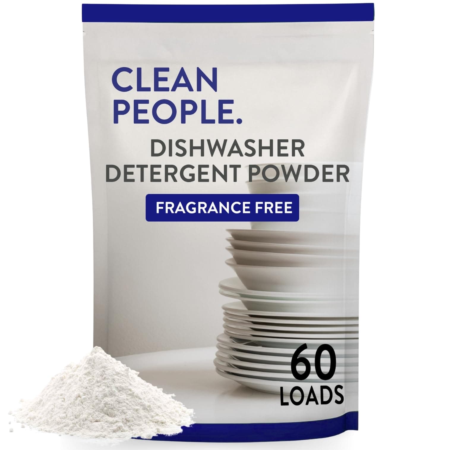 The Clean People Dishwasher Detergent Powder | Cuts Grease and Rinses Sparkling Clean | Residue-Free (30 Ounce, Fragrance Free)