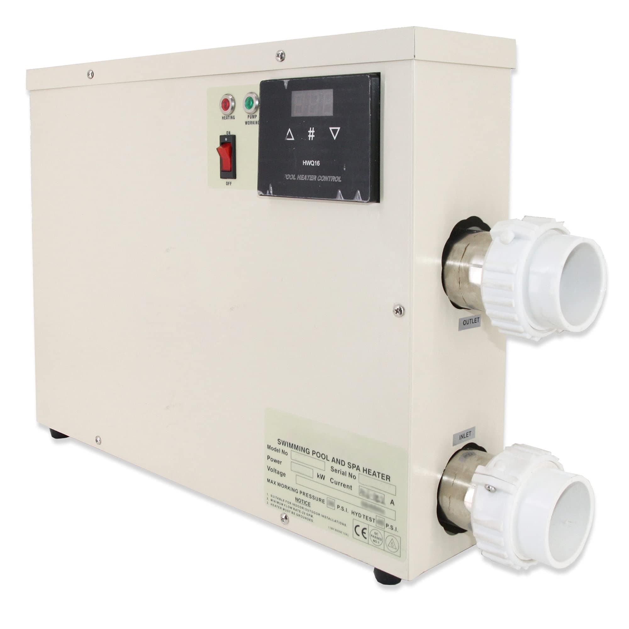 Electric Pool Heater 5.5KW 11KW 15KW Swimming Pool Water Heater Thermostat 220V 380V SPA Bath Digital Heater Fit for Above Ground Inground Pool Max 10 CBM Pool Equipment
