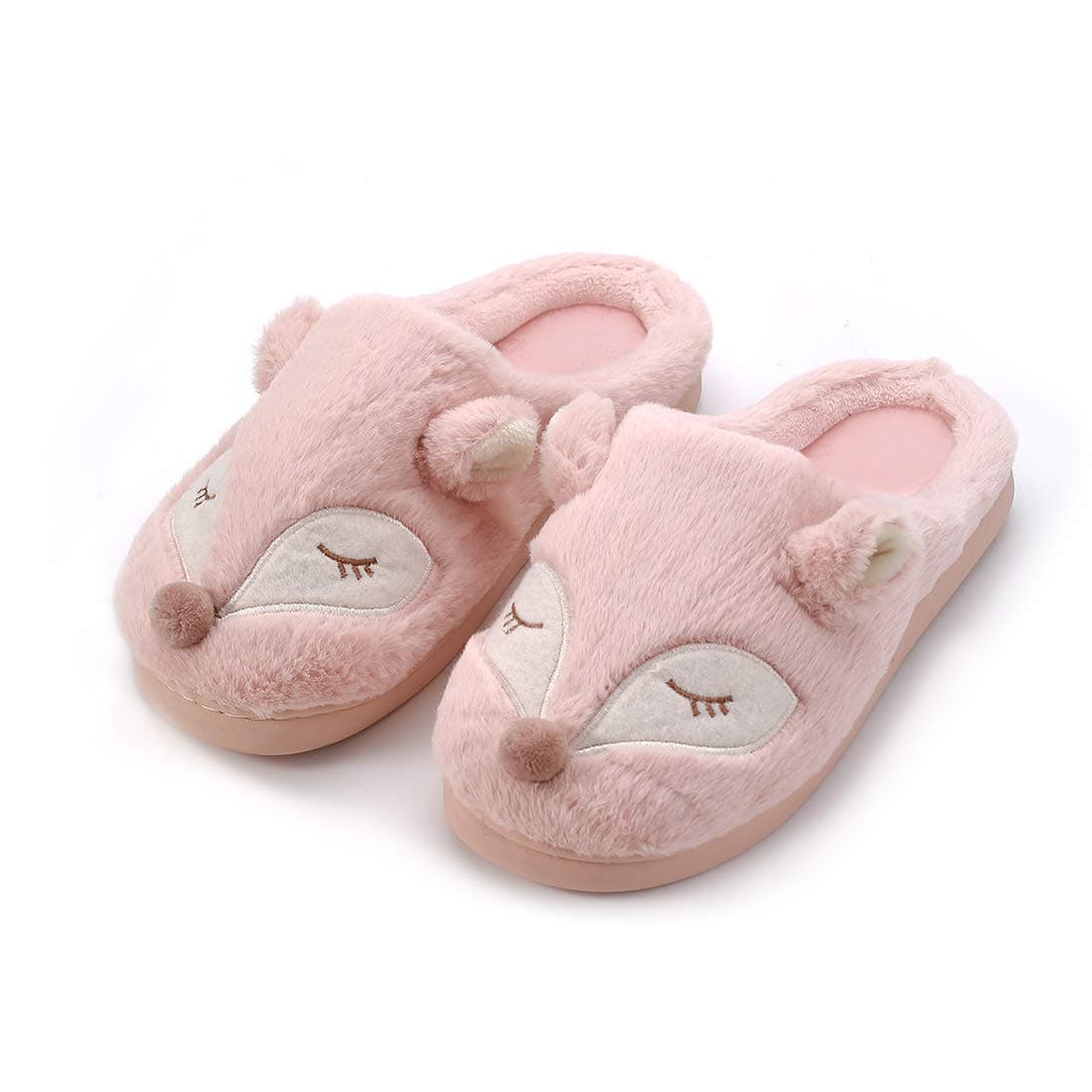 KqpoinwSlippers Women, House Slippers Ladies Soft Plush Memory Foam Slippers Cute Fluffy Slippers Non-Slip Animal Warm Slippers Home Shoes Size 3 4 5 6 7 8
