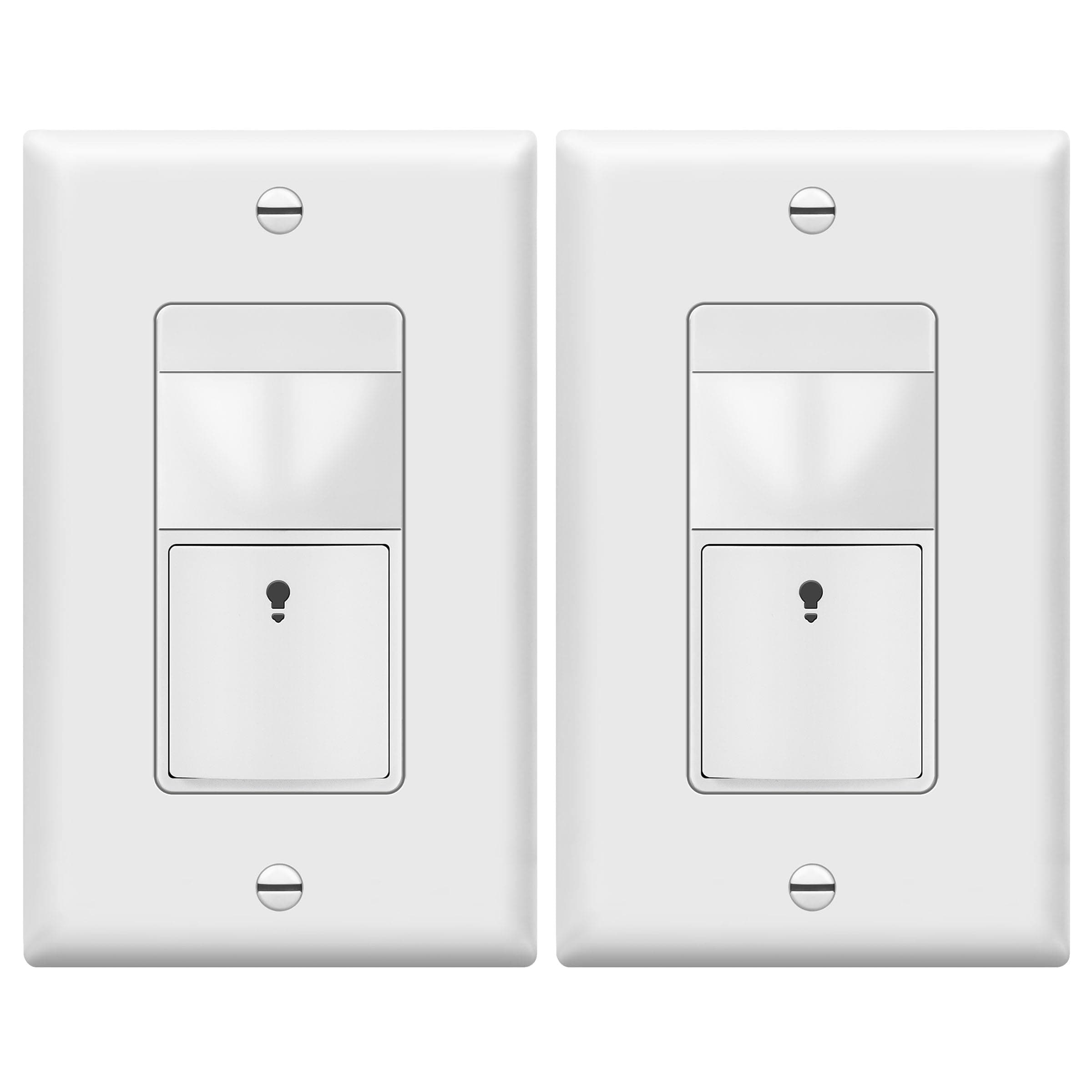 TOPGREENER PIR Motion Sensor Light Switch, Occupancy & Vacancy Motion Sensor Switch, Operable Without Ground Wire, No Neutral Wire, Single Pole, TDOS5-HL-W-2PCS, White