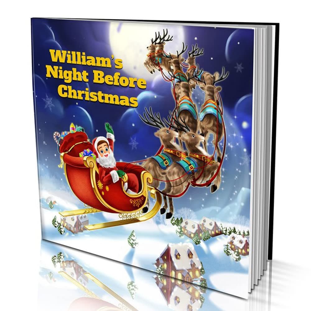Personalised Story Book by Dinkleboo -"Night Before Christmas" - for Kids Aged 0 to 8 Years Old - A Story About Your Child Spreading Christmas Cheer - Soft Cover - Smooth, Matte Finish (20x20cm)