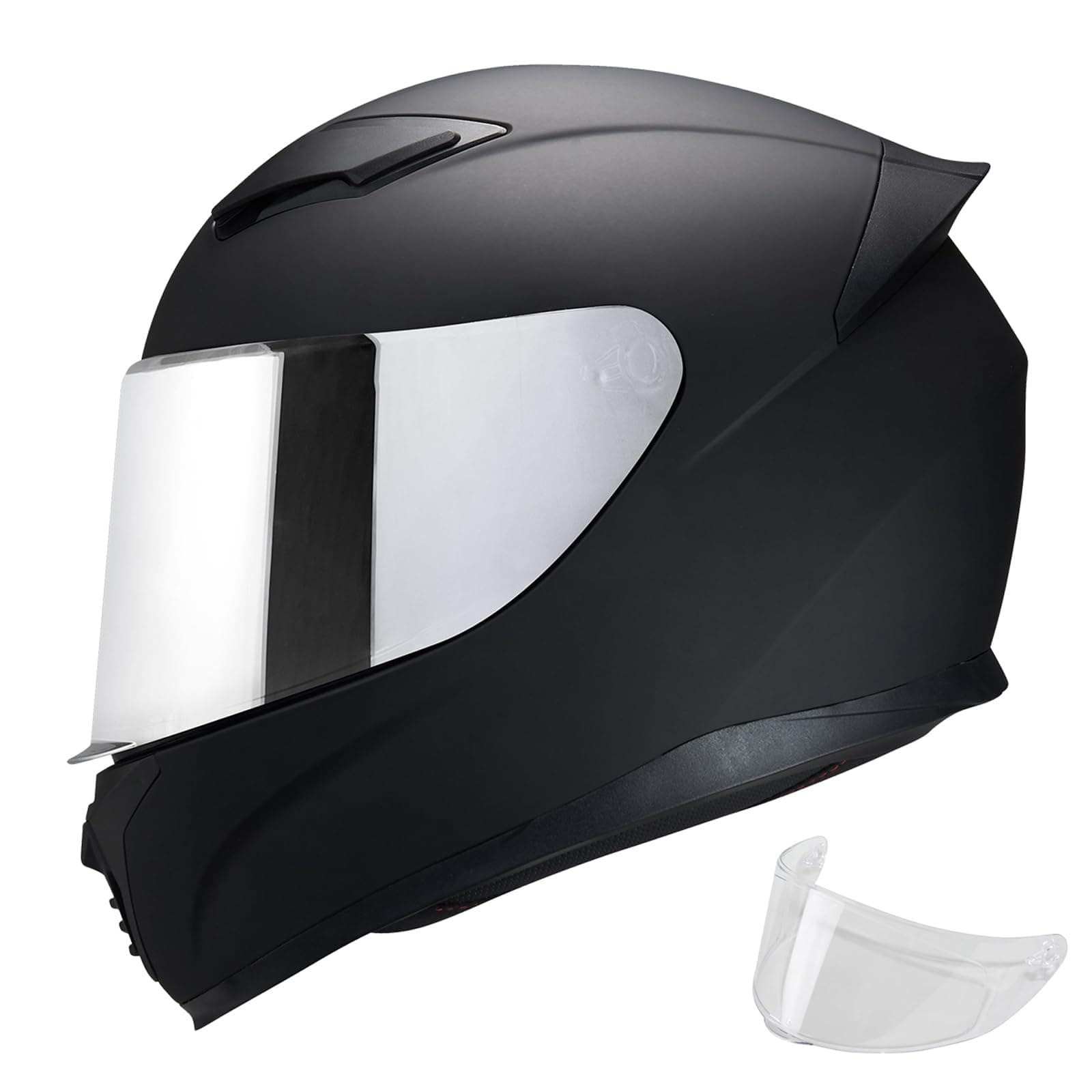 Full Face Helmet Black Motorcycle Motorbike Street Bike Racing Helmets for Adults WS-607 DOT Approved
