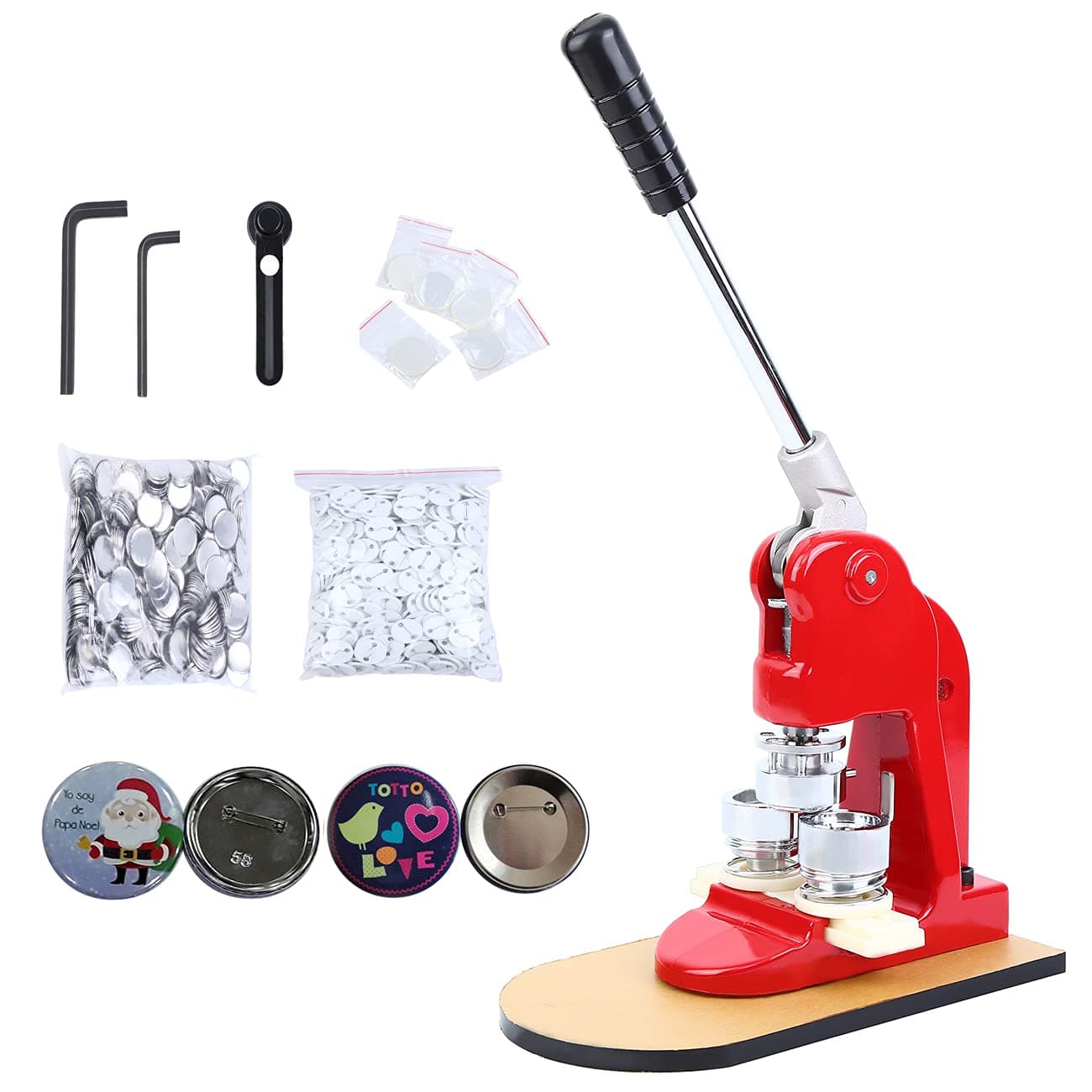 Yonntech 25mm / 32mm / 58mm / 75mm Badge Maker Machine Interchangeable with 500 Components Circle Cutter for Personalised Badges (32mm)