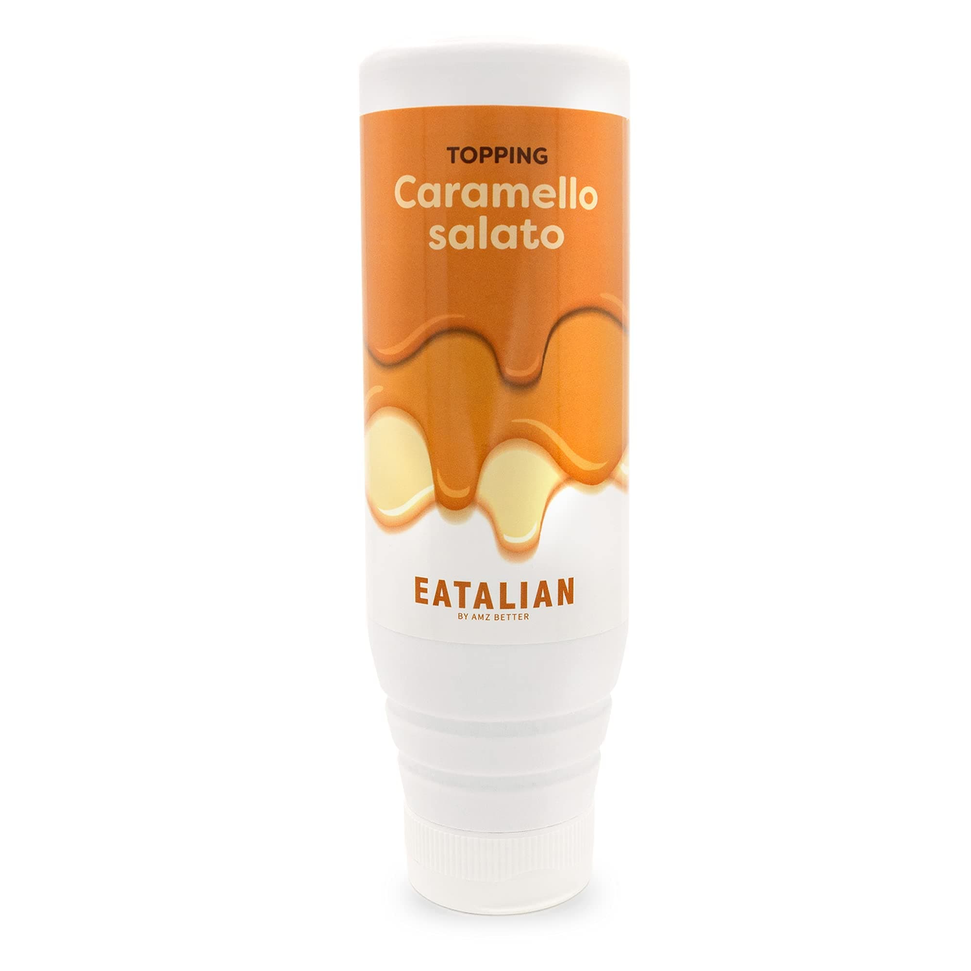 EATALIAN by AMZ BETTER Topping with Salted Caramel, Sweet Protein Cream, in a 300 gr Squeezer, Made in Italy, Ideal Salted Caramel Sauce to garnish Ice Cream, Sweets and Dessert