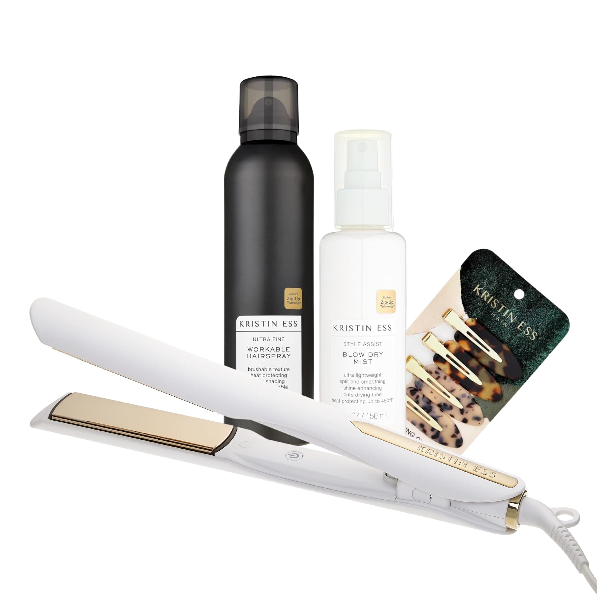 3-in-1 Styling Set - Hair Straightener, Blow Dry Spray & Hair Clips (Variety Pack)