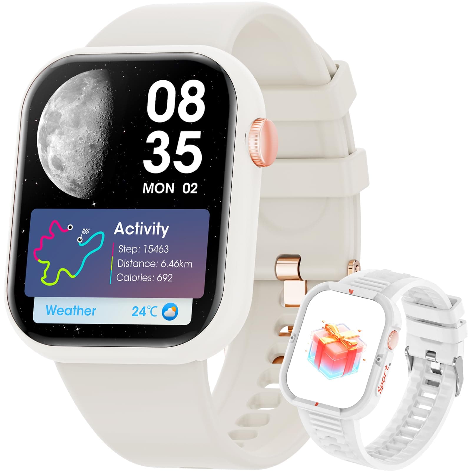 Hwagol Smart Watch for Men Women 𝟐𝟎𝟐𝟒 𝐔𝐩𝐠𝐫𝐚𝐝𝐞𝐝 Bluetooth Call 1.85" Fitness Tracker Smartwatch for iOS Andriod Phones with Step Monitor,Complimentary Protecter Case and Band