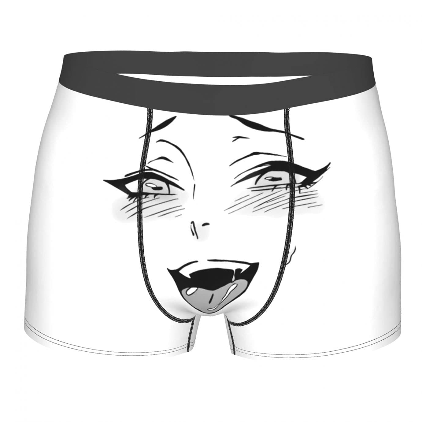 Ahegao Face Mens Boxer Shorts, Xxl Underwear Comfortable Anime Boxer Briefs For Boys Underpants Black