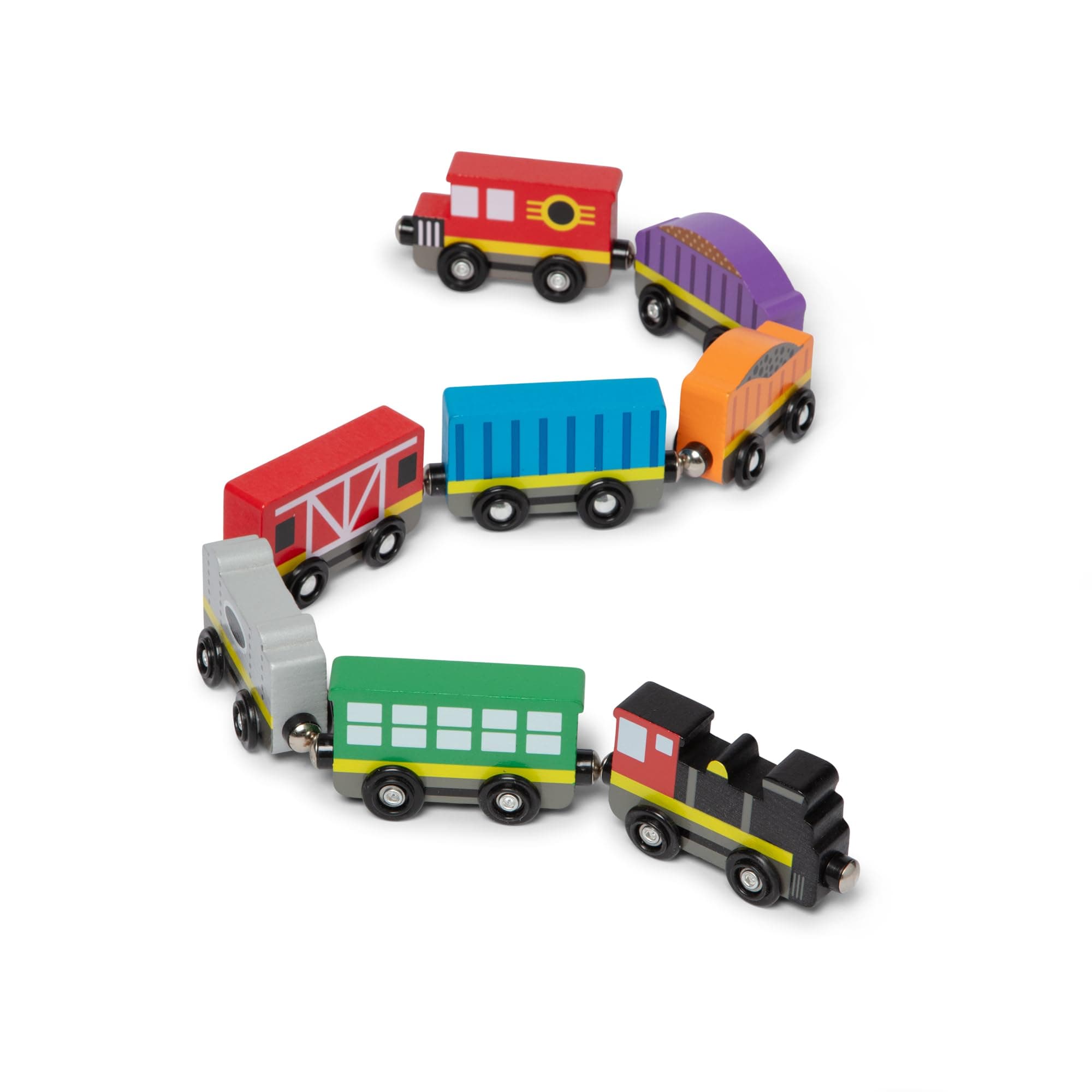 Melissa & Doug Wooden Train Cars (8-Piece Train Set)