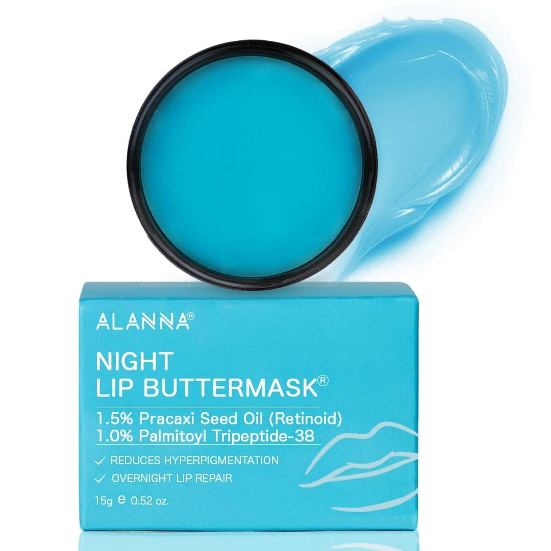 Night Lip Butter Mask | Tripeptides, Olive Squalane & Vitamin E | Soft, Smooth & Plump Lips | Sleeping Mask | Lip Balm For Dry Chapped Lips | Lasting Hydration | 15gm
