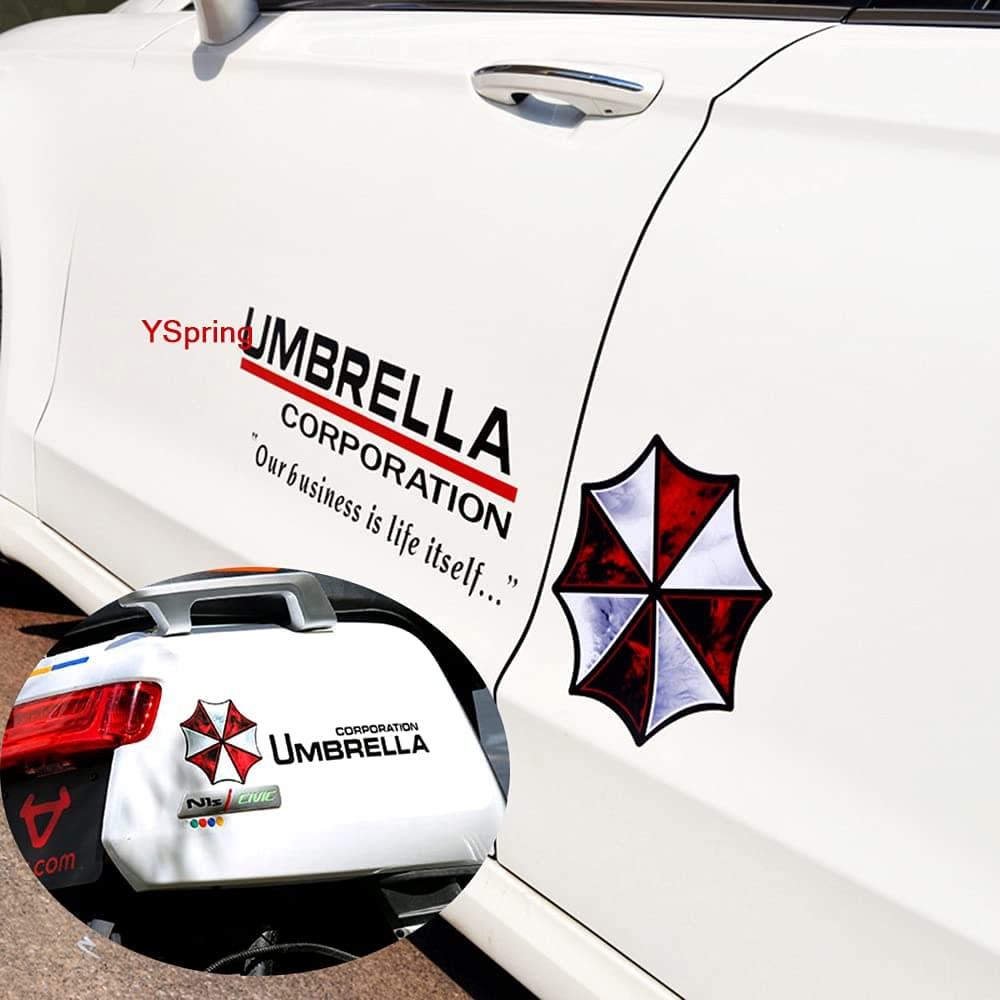 Umbrella Corporation Car Window Decals Auto Biohazard Vinyl Stickers for Car Motorcycle Truck Wall Laptop 1 Pair (Style I-black-19.7 in * 5.9 in)