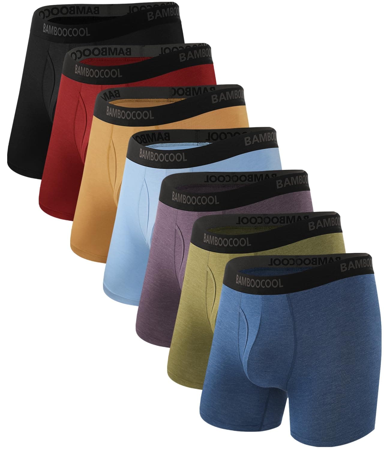 Men's Underwear Breathable Boxer Briefs with Fly Moisture-Wicking Lightweight Underwear 7-Pack