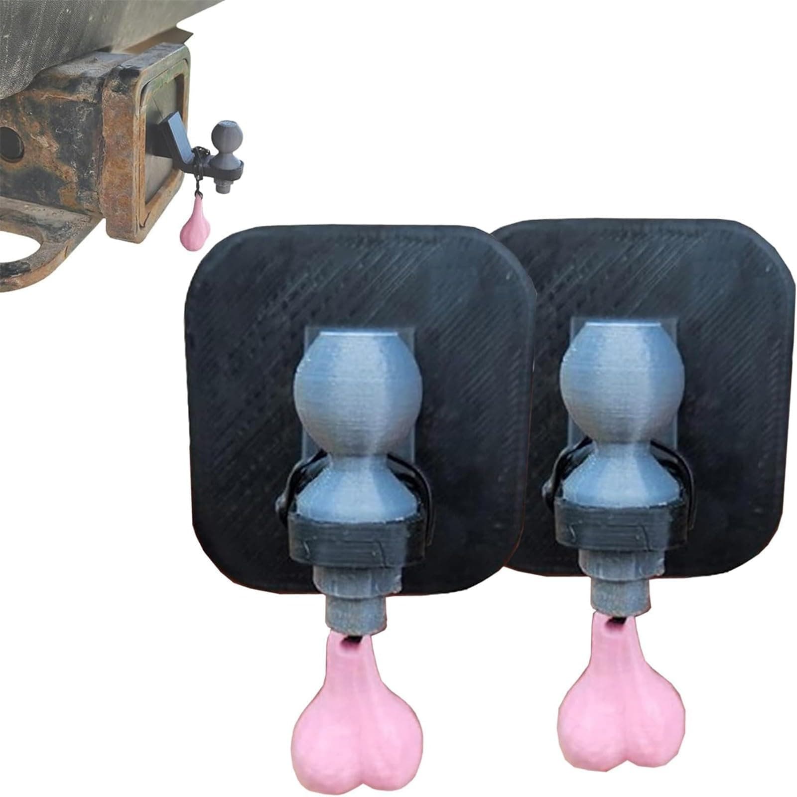 Funny Trailer Hitch Cover,Newest 3D Truck Hitch Gag Ball Covers,Novelty Hitch Covers for Trucks with Tiny Nuts,Tiny Hitch with Tiny Hitch with Nuts for 2"" and 2.5"" Receivers (2PCS)