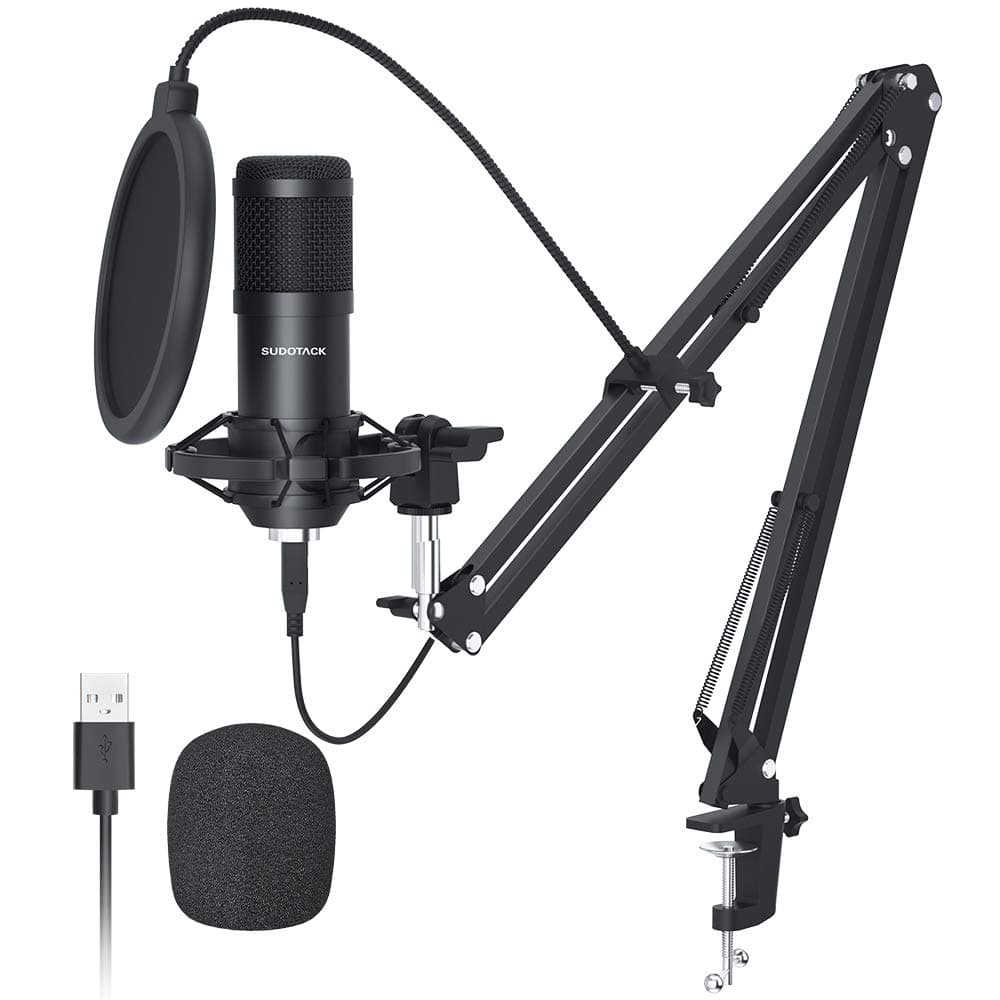 SUDOTACK USB Condenser Podcast Microphone for PC: Studio Microphone Kit with 192KHz/24bit Professional Sound Chipset Cardioid for Recording, Streaming, Gaming, Voice-Over, YouTube, Twitch (ST-800)