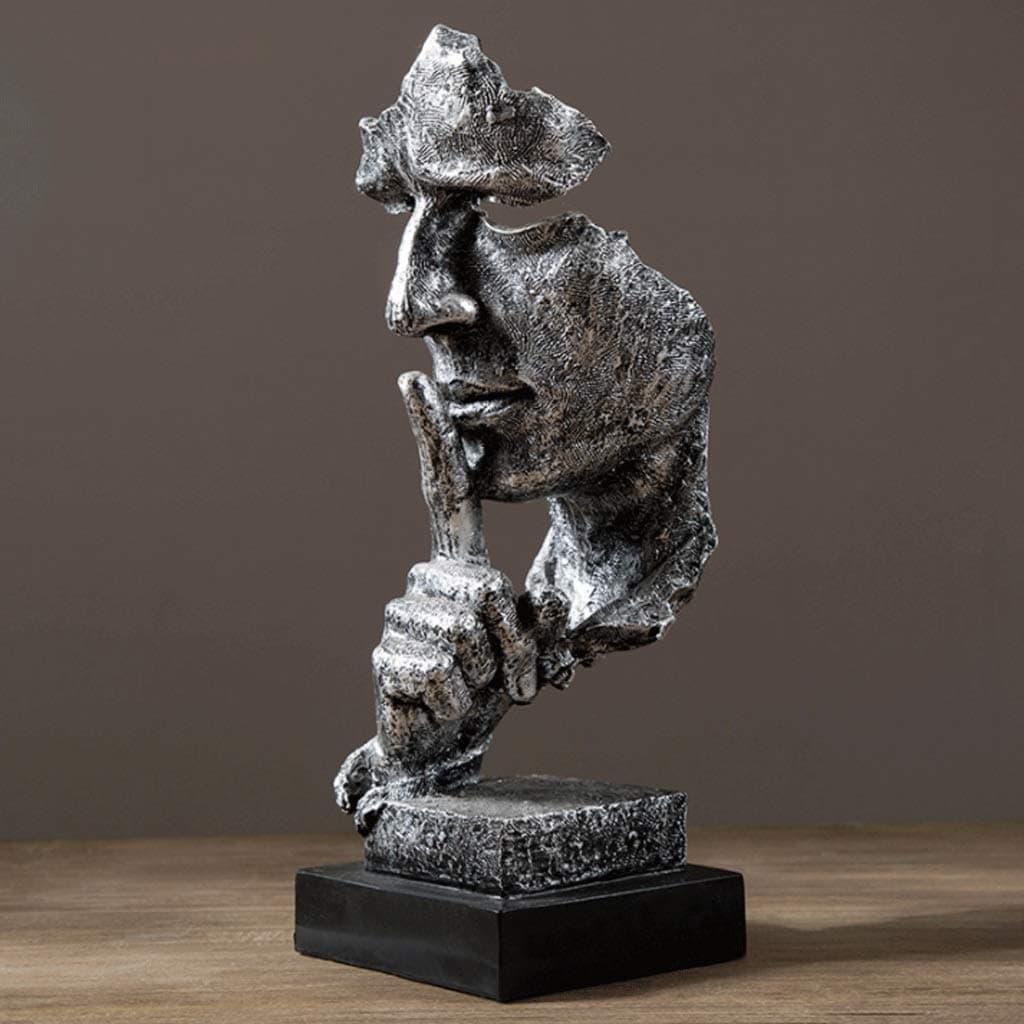 DONGLU Statue Resin Silence Is Golden Man Sculpture Crafts Art Ornaments Thinker Retro Decorative Statue Abstract (color : C)