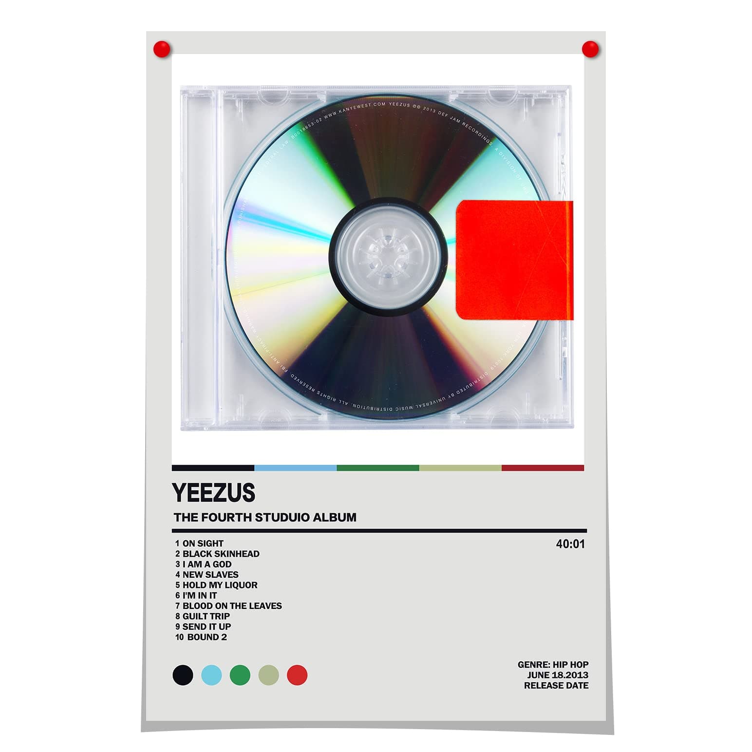 Uozylo Kanye West Poster Yeezus Album Cover Posters Rapper Canvas Wall Art Print Picture for Living Room Decoration 12x18 Unframed