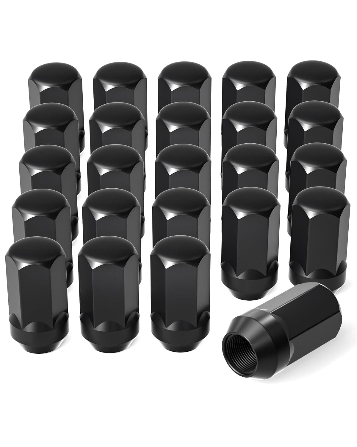 M14x1.5 Lug Nuts, Cone Seat Lug Nut Set with 7/8" Hex, 14x1.5mm Wheel Lug Nuts Compatible with Buick Dodge Cadillac Chrysler Chevy Silverado & Tahoe, GM 9596070 611-236, Set of 24, Black