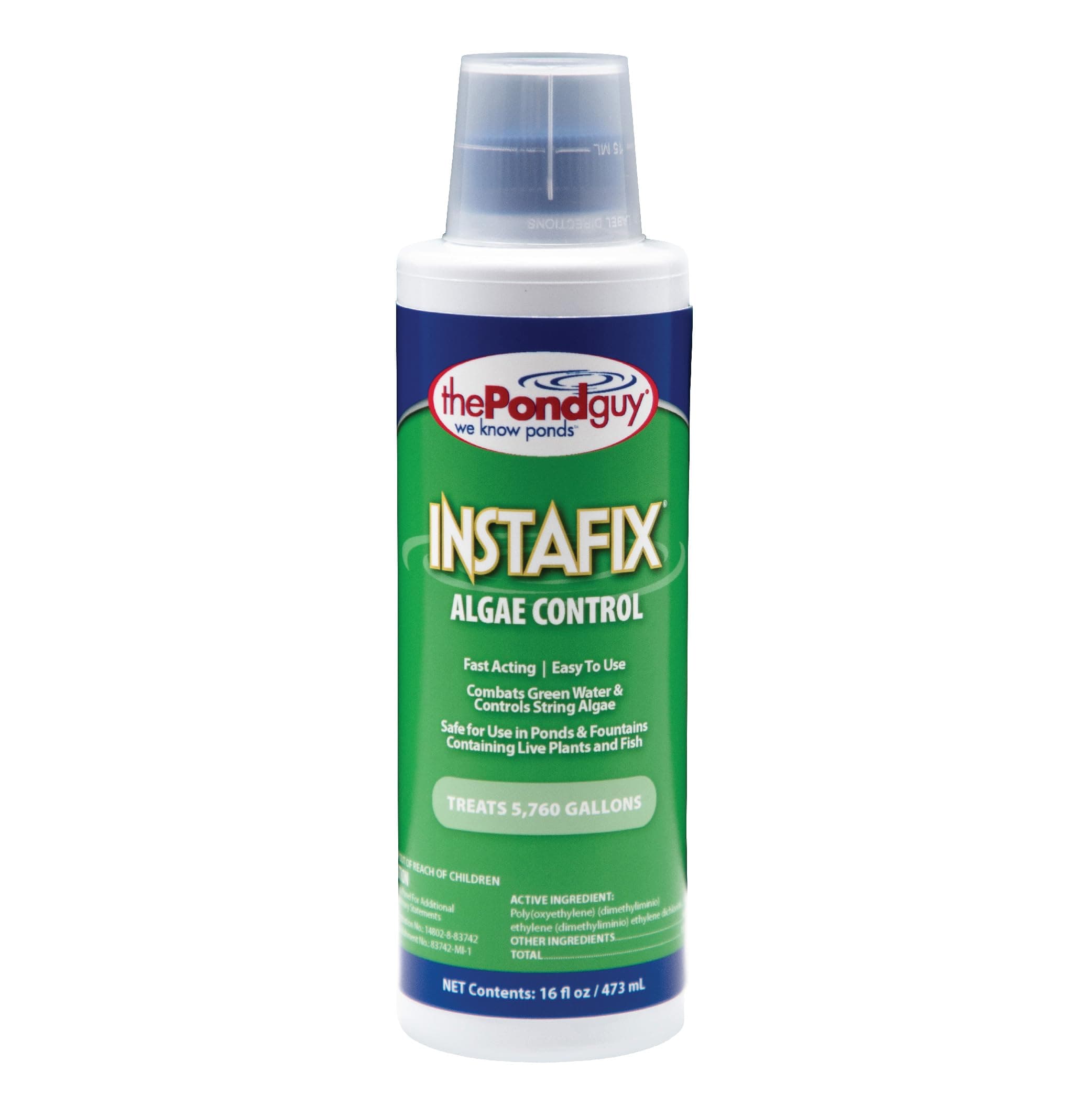 The Pond Guy InstaFix Algae Control, Outdoor Water Garden, Fountain & Birdbath Algae Solution, EPA Registered Liquid Algaecide, Control Green Water & String Algae, Bird, Fish & Pet Safe, 16 Ounce