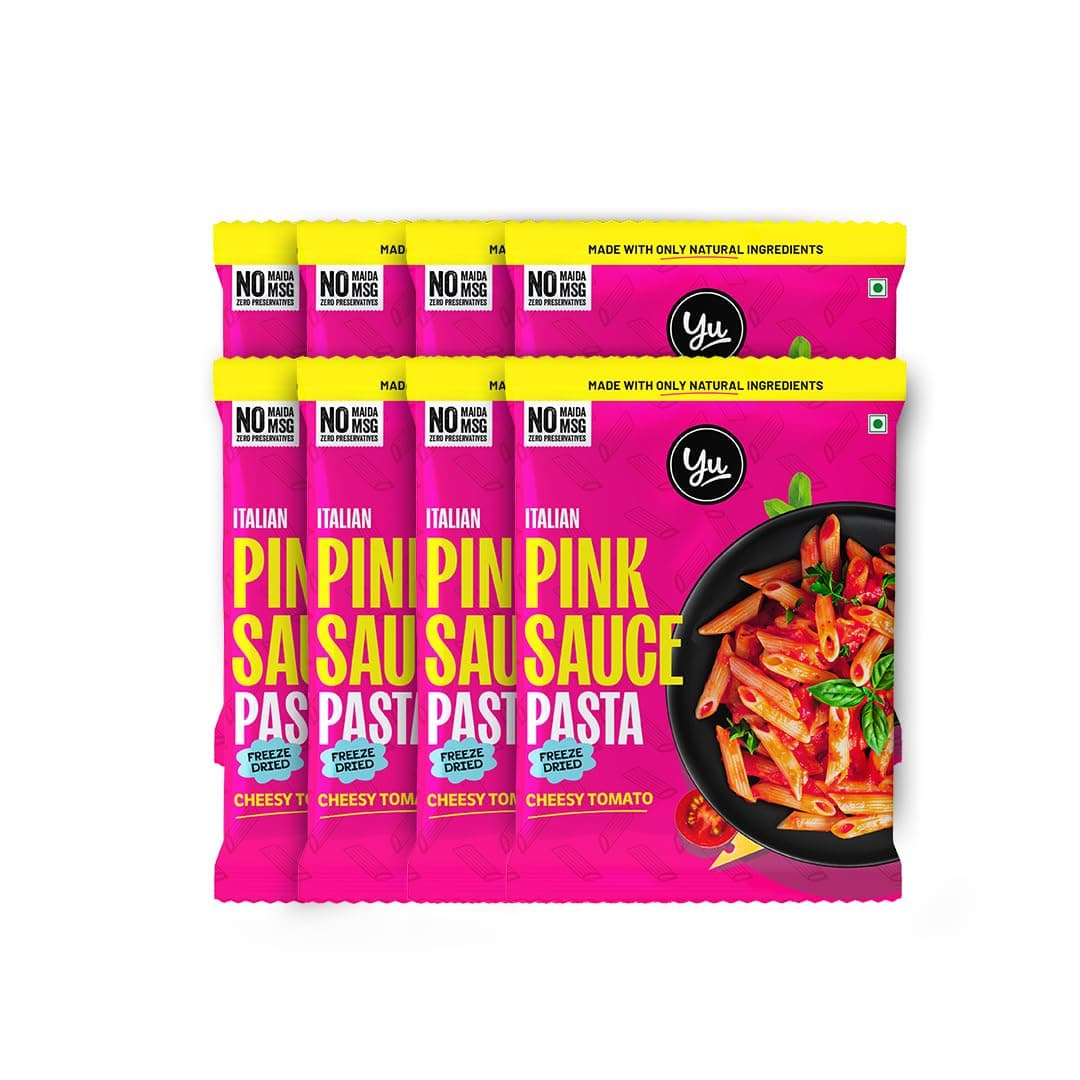 Italian Pink Sauce Pasta - No Maida - No MSG - No Preservatives - Instant Penne Pasta with Sauce - Ready to Eat Noodles in 5 Minutes - 520g (65g x 8pcs)