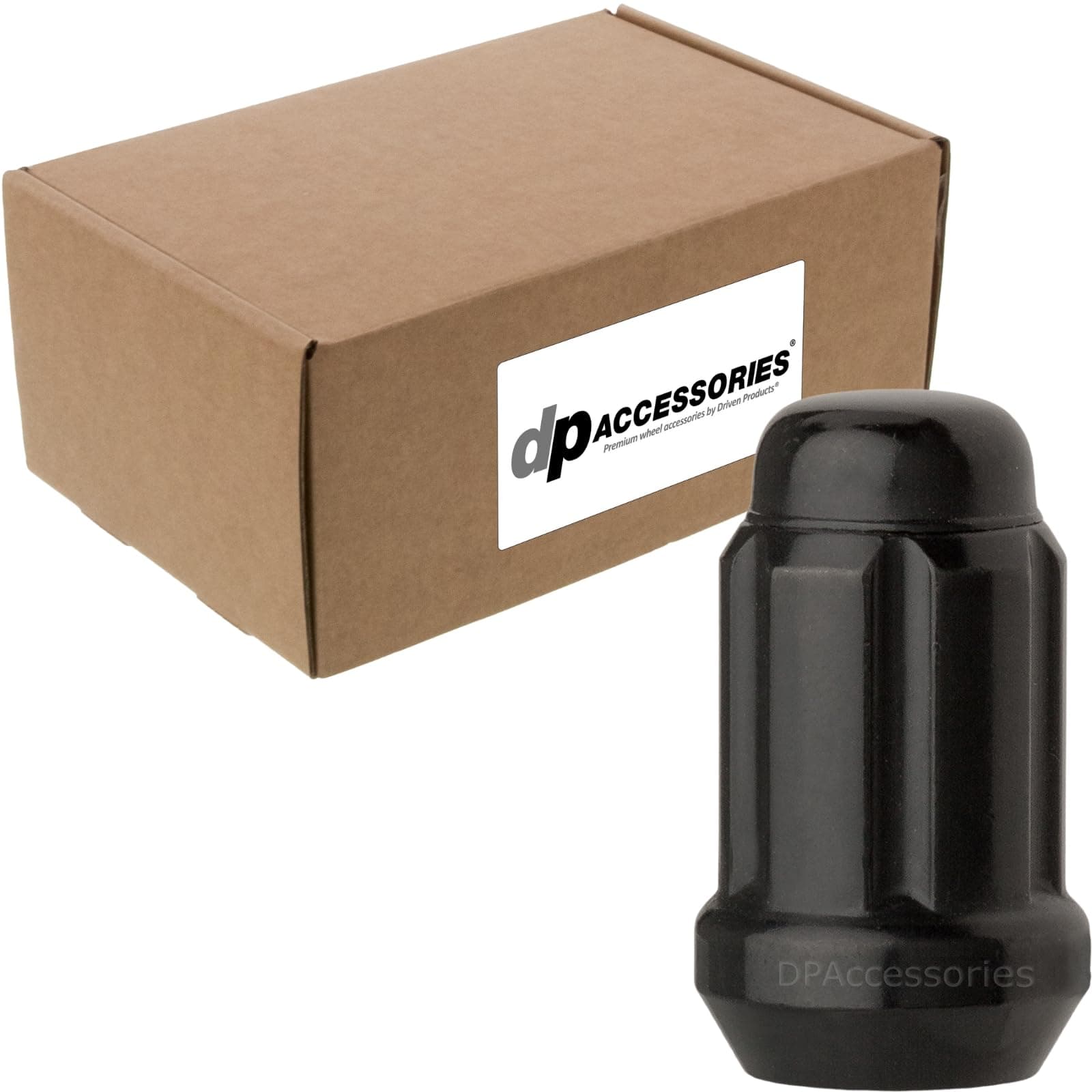 DPAccessories Black M12x1.50 Lug Nuts for Aftermarket Wheels - Closed End Spline Tuner - 34mm (1.35") Tall - Bulk Box of 100 - D5246P-2308/100