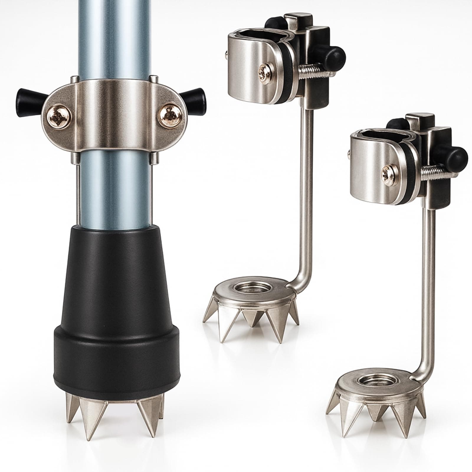 VIVE Cane Tips For Ice by Vive - Heavy Duty Metal Retractable Attachment Grip for Walking Sticks Quad Folding Wooden Canes & Crutches - Winter And Snow Safety