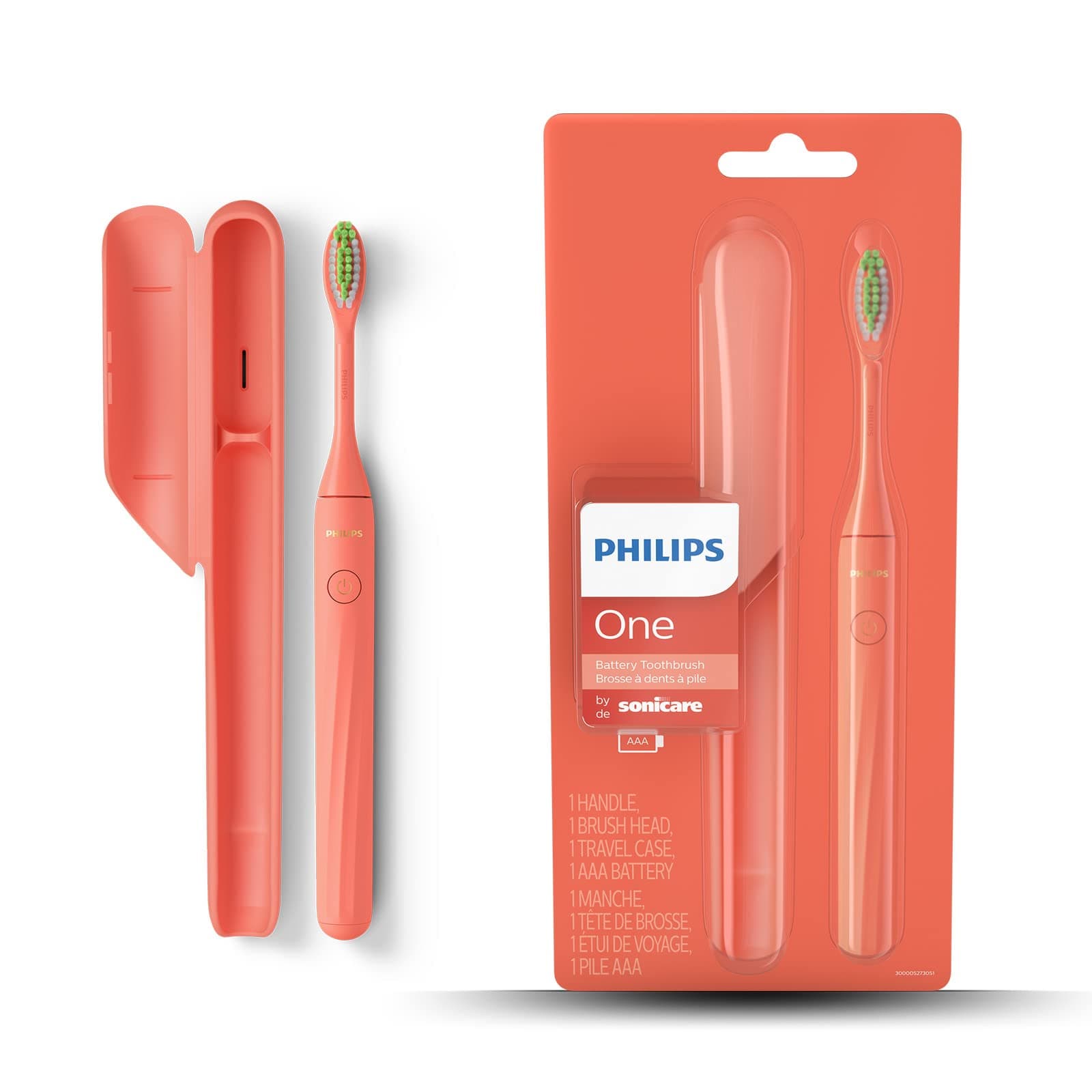 Philips One Battery Toothbrush - Electric Toothbrush in Miami Coral (Model HY1100/01) - Outdated Product