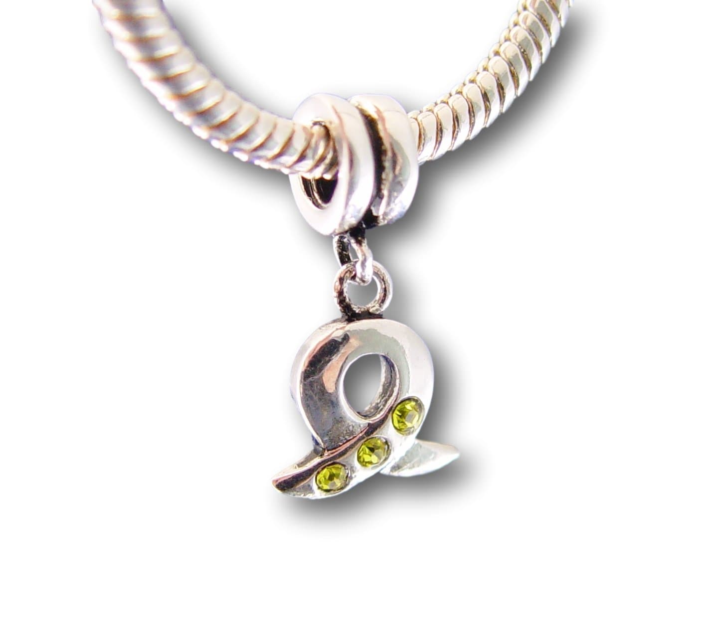 Women's Sterling Silver Plated European Dangle Charm Yellow Ribbon Childhood Cancer Awareness