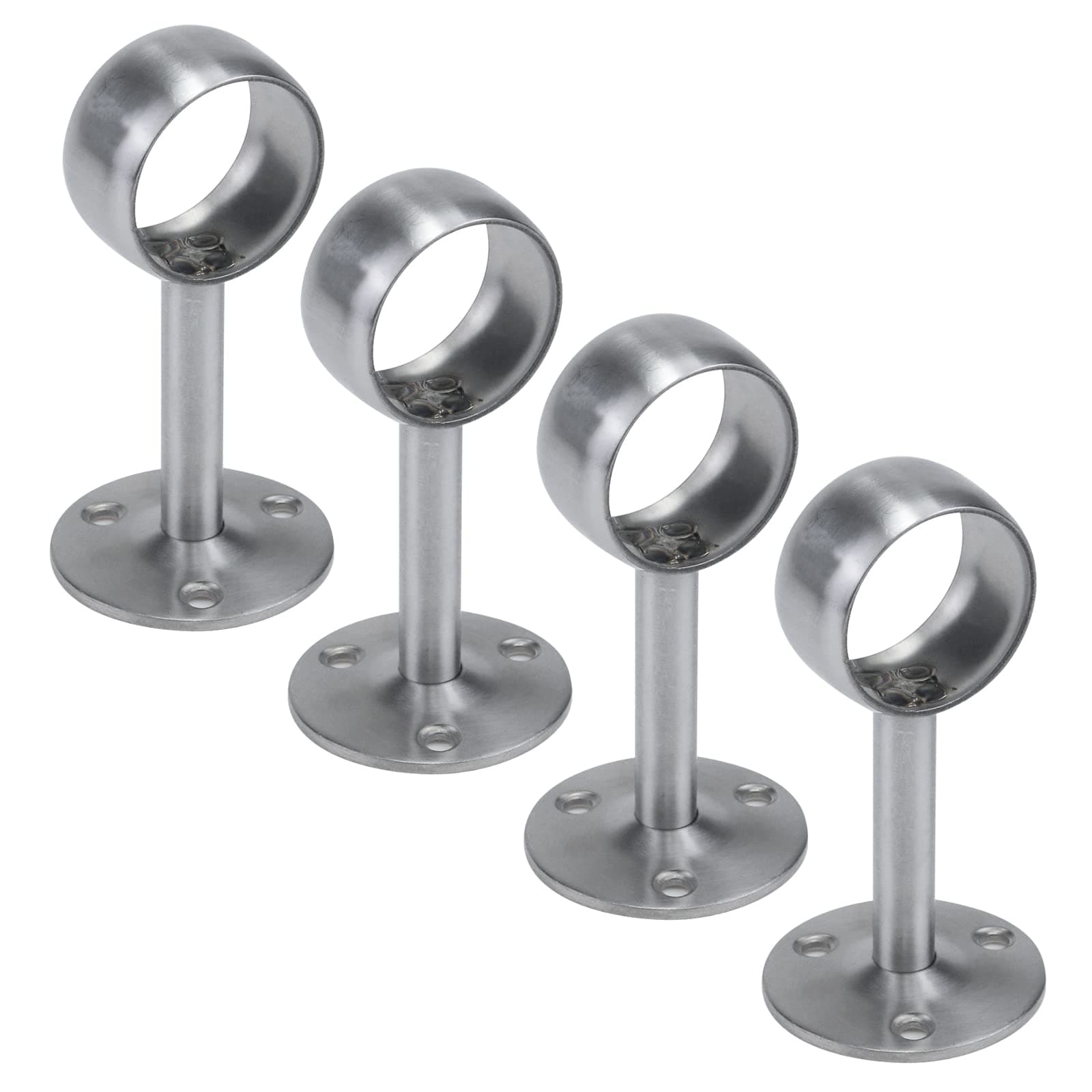 Antrader 4-Pack Stainless Steel 1.26 Inch Dia Wardrobe Closet Rod Rail Support Shelf Pipe Holder Socket Bracket Silver Tone
