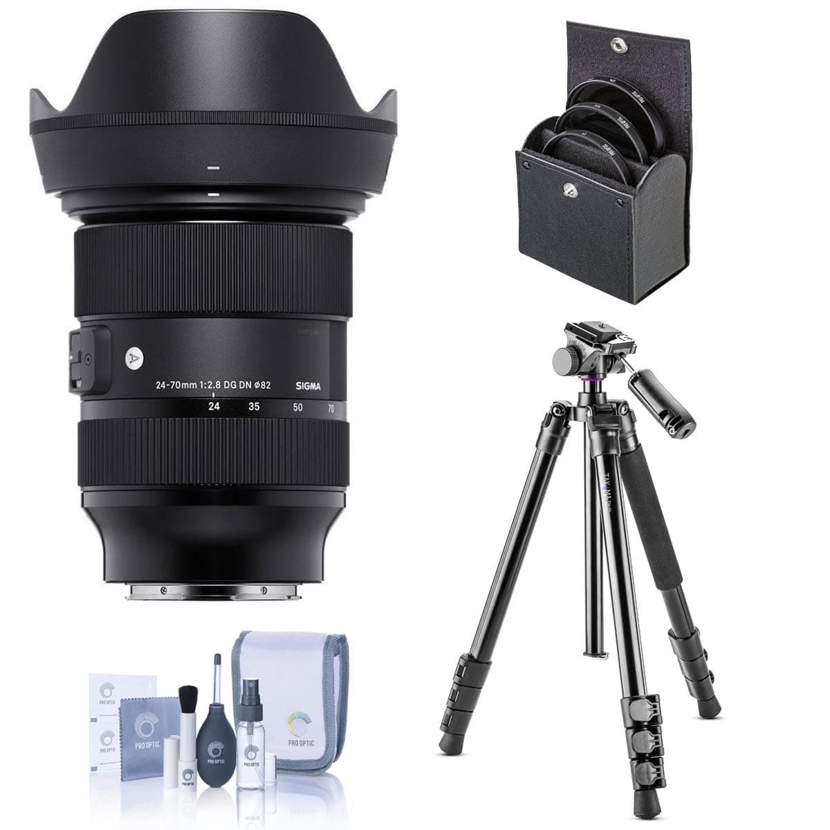 Sigma 24-70mm F2.8 DG DN Art Lens for Sony E, Bundle with Vanguard Alta Pro 264AT Tripod and Ball Head, Cleaning Kit, Cloth