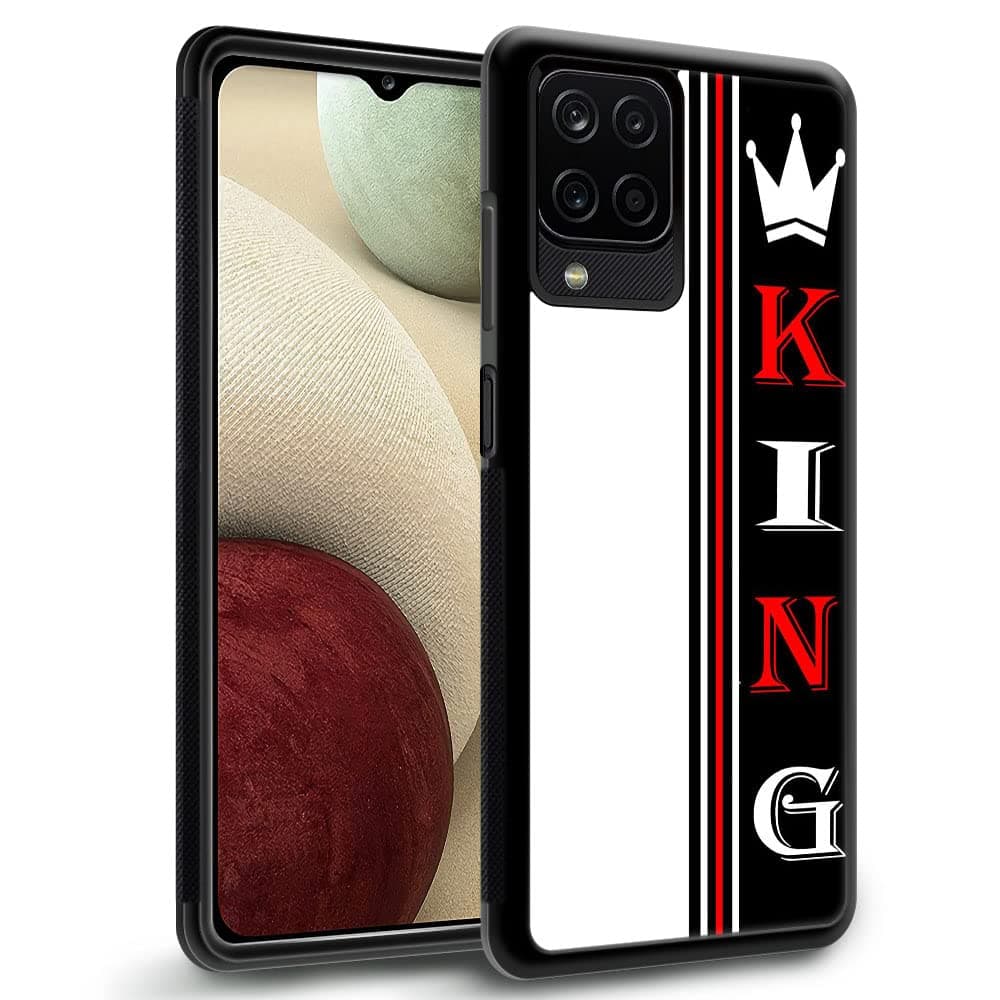 DJSOK Compatible with Samsung Galaxy A12 4G Case,Black and White King Luxury Pattern Design Pattern Back+Soft Silicone TPU Air Pressure Technology Shock Protective Case