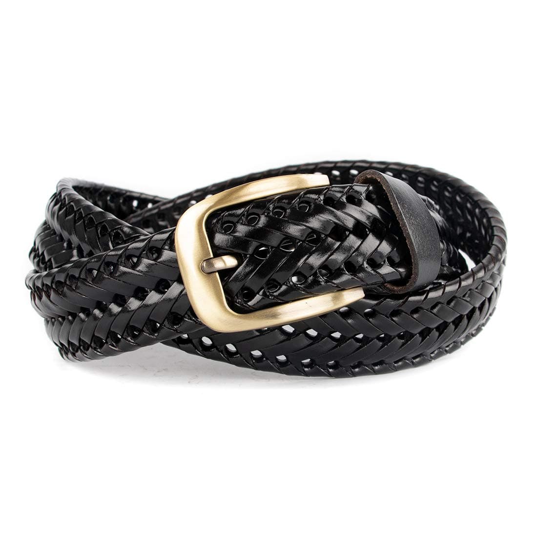 ECHAIN Women Braided Woven Genuine Leather Belt