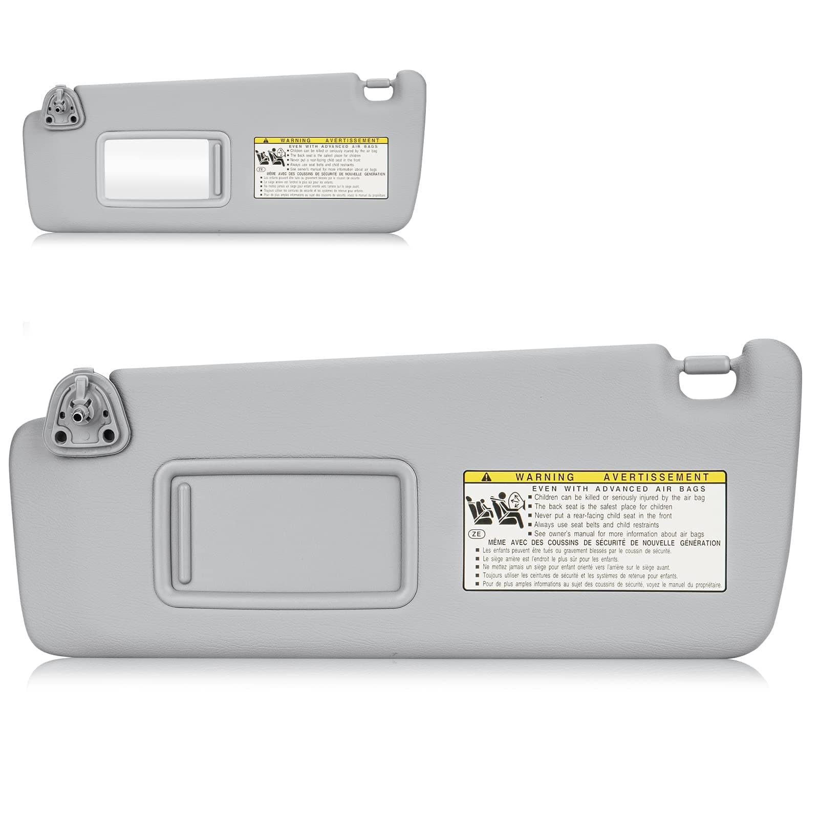 Sun Visor for 2004-2007 Toyota Highlander, Left Driver Side Gray Sunvisor Without Light, Replacement 74310-48220-A0