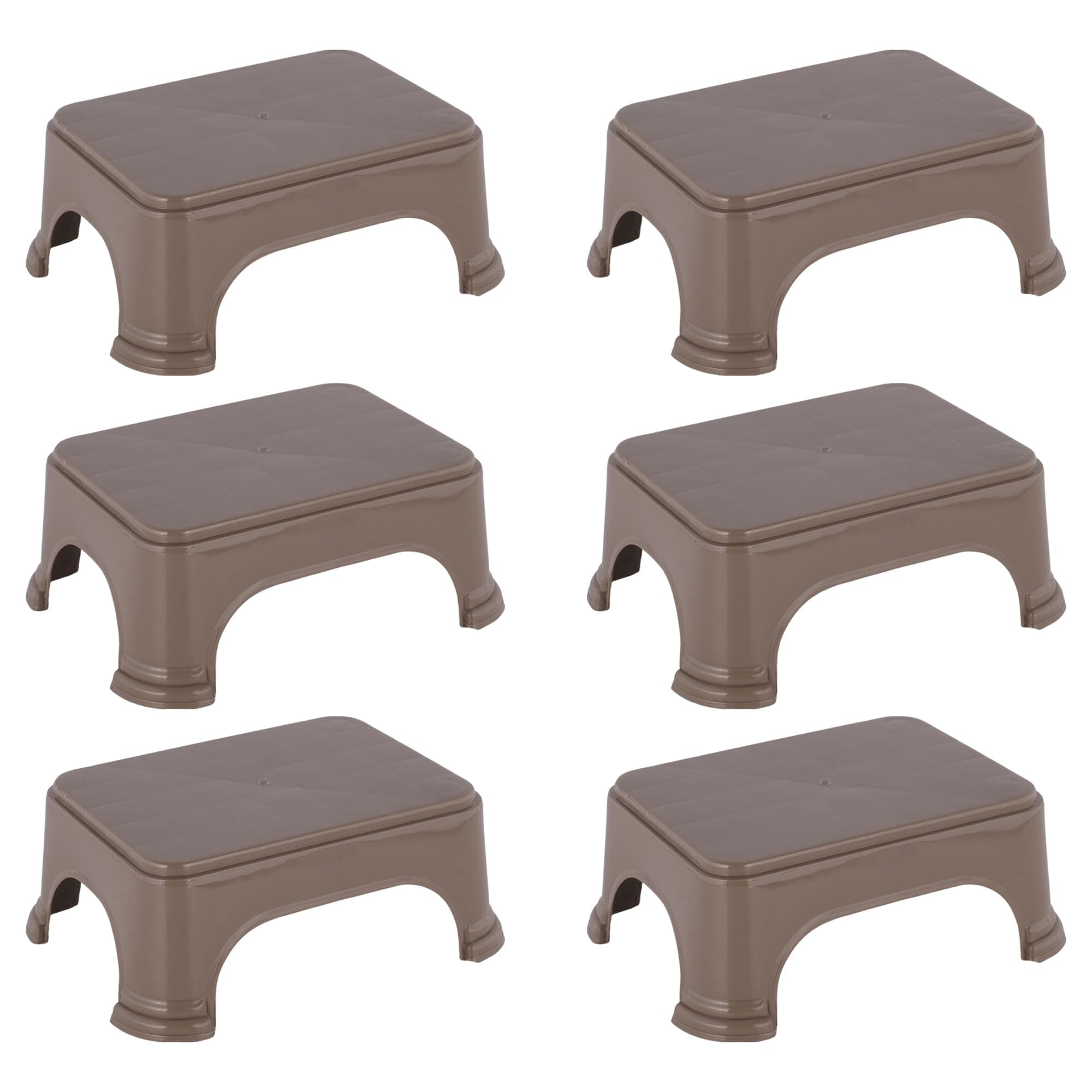 Kuber Industries Pack of 6 Durable Bathroom Stool for Bathing | Comfortable Indoor Machiya for Sitting | Senior Citizens Bath Stool & Adults Patla Chair for Home | Plain P6 - Brown
