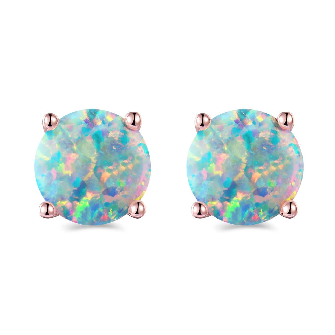 925 Sterling Silver Hypoallergenic Opal Stud Earrings, Opal October Birthstone Earrings for Women