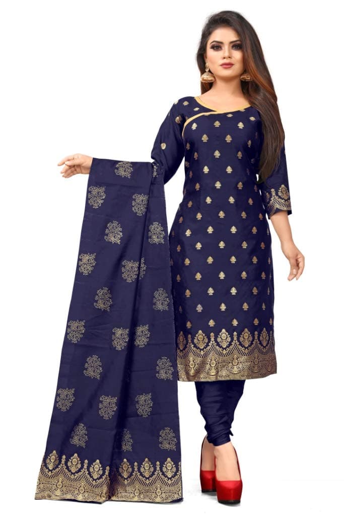 RajLaxmi Women's Blend Silk Unstiched Dress Material With Banrasi Dupatta