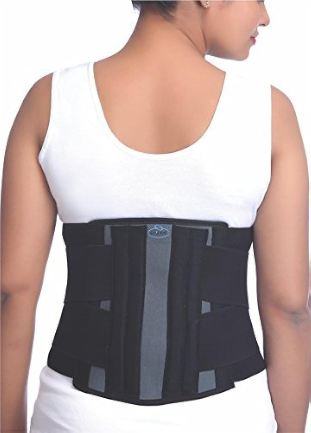 Aluminium Elnova Lumbo Sacral Corset (Back Pain Belt) (Large - For Hip Circumference Of 90-100 Cm, Black)