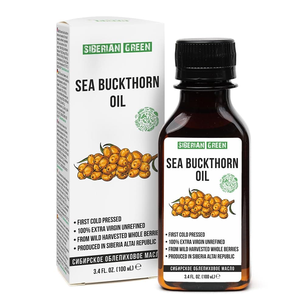 Siberian Sea Buckthorn Oil 3.4 fl.oz / 100ml Raw Unrefined Extra Virgin First Cold Pressed from Wild-harvested Sea Buckthorn Seeds and Berries