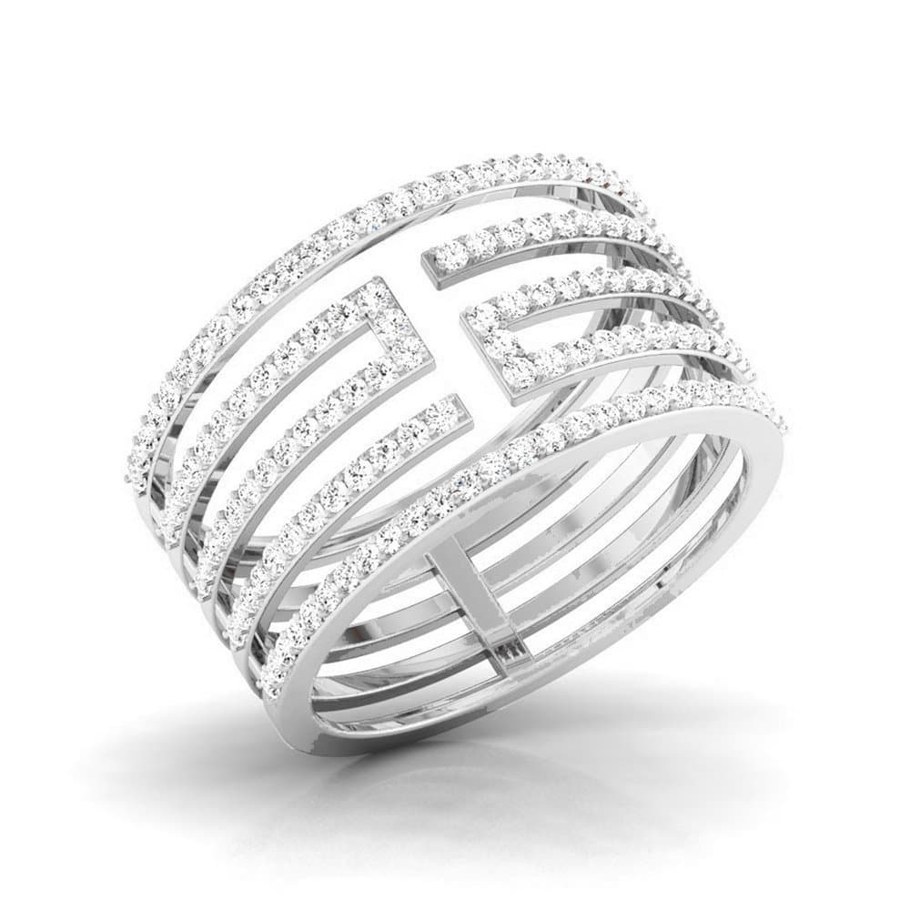 14K White Gold Diamond Ring for Women .75CTW