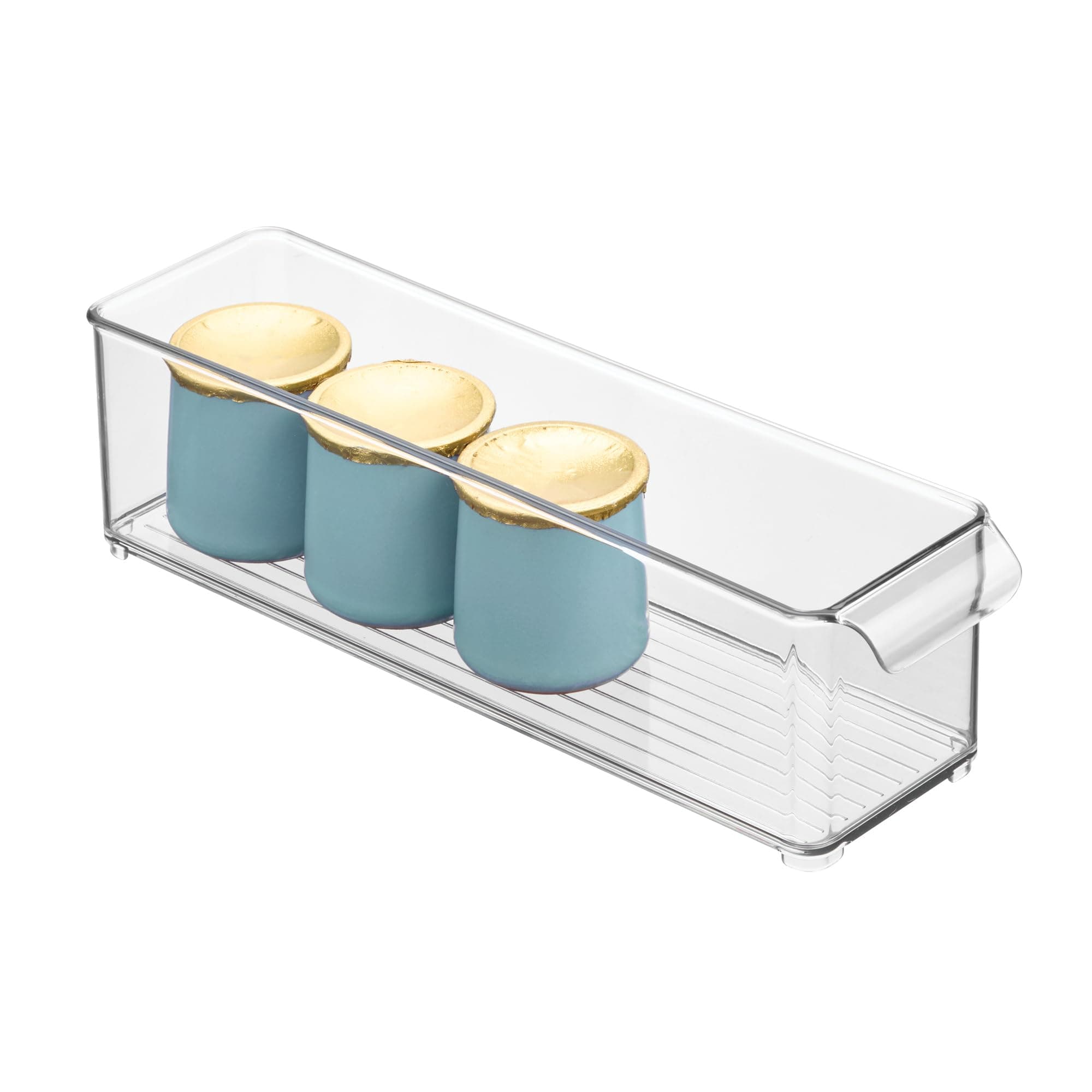 Stackable Fridge Storage Bin with Handle - Ideal for Fridge and Freezer, Clear, Made in USA