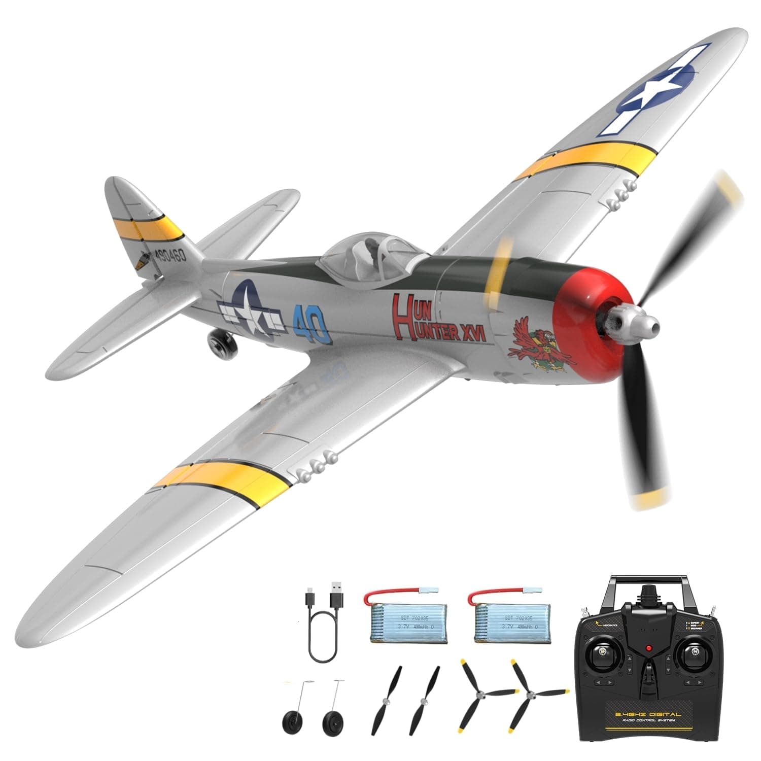 RC Plane 4CH Remote Control Airplane 2.4GHz Ready to Fly P-47 Thunderbolt RC Airplane with Xpilot Stabilization System & One Key Aerobatic for Adults Kids Beginners