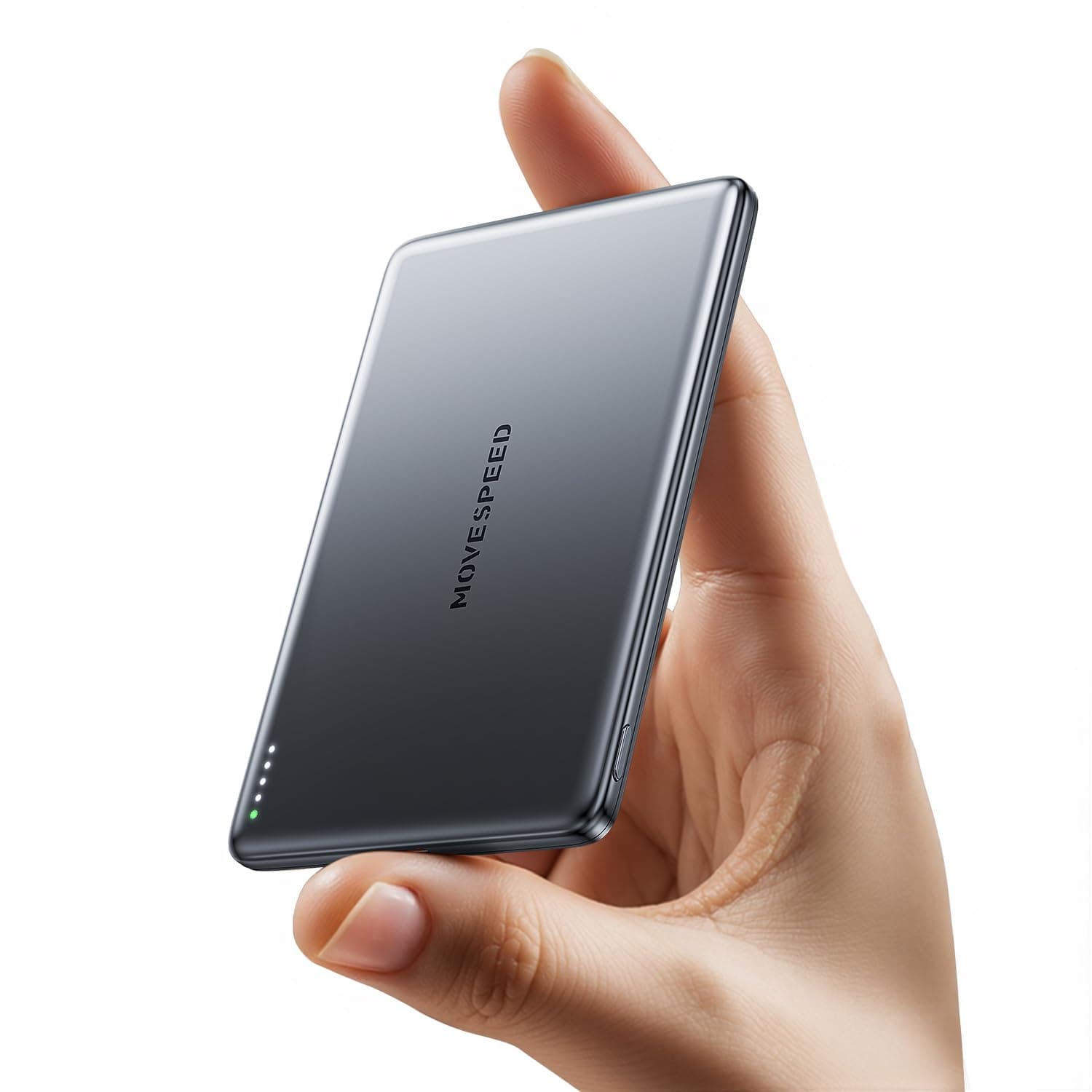 MOVE SPEED 0.3'' Ultra Slim MagSafe Portable Charger, 5000mAh Magsafe Battery Pack iPhone 17 Air Accessories, Magnetic Power Bank with USB C Port for iPhone 17 Pro Max Air/16/15/14/13/12, Glacier Gray