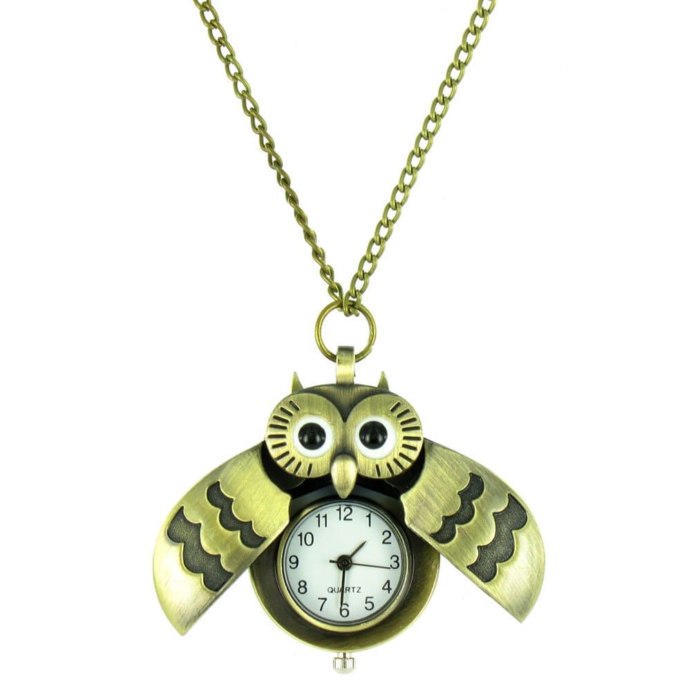 iLoveFashionAccessories Gold Owl Pocket Watch Necklace