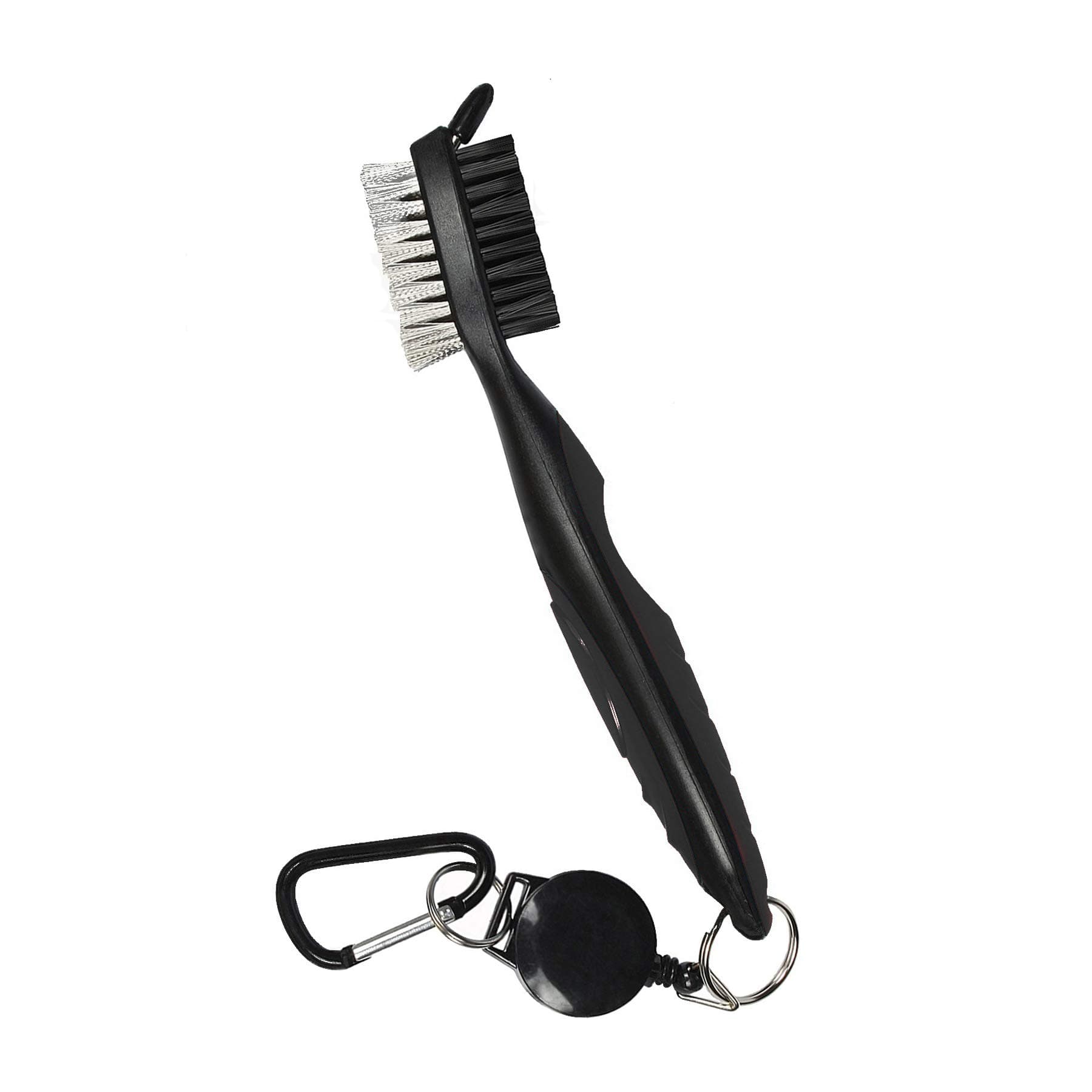 Golf Club Brush and Club Groove Cleaner, Nylon & Steel Brush Golf Clean tool with Retractable Zip-line, Aluminum Carabiner-Lightweight/Ergonomic Design/Easily Attaches to Golf Club Bag