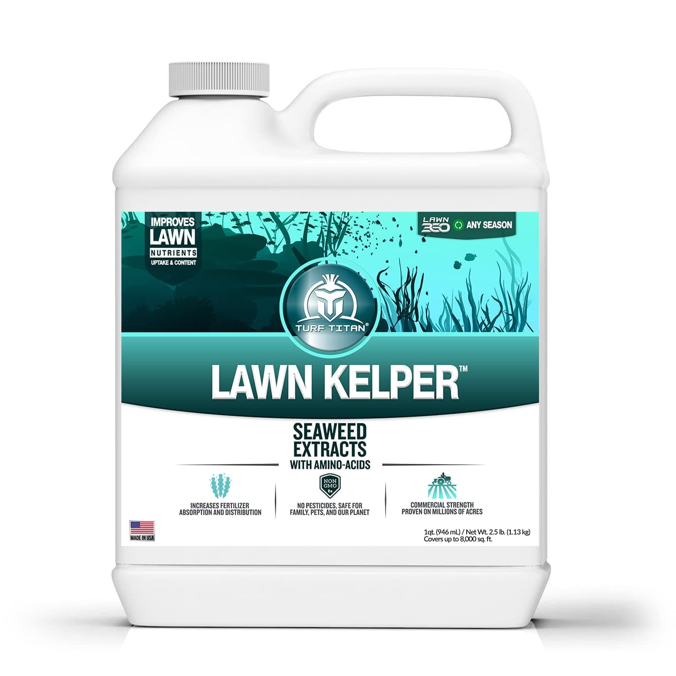 Turf Titan Lawn Kelper – Lawn & Plant Fertilizer - Liquid Fertilizer with Seaweed Kelp Extract for Lush, Greener Grass - Non-Toxic Seaweed Fertilizer