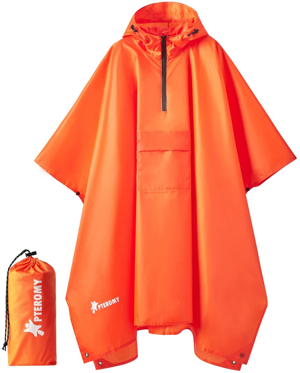 PTEROMY Rain Poncho for Adult with Hood and 1/4 Zipper, Lightweight Rain Coats for Women and Men Camping Essentials, Blossom Season, One size