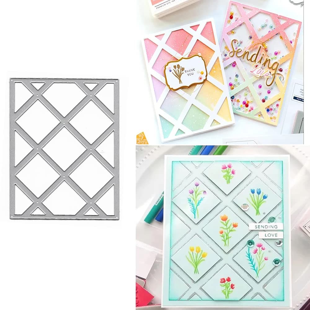 Rectangle Grid Frame Metal Die Cuts, Rectangle Frame Cutting Dies Cut Stencils Card Paper Craft DIY Template Metal Cutting Dies Album Embossing Paper Dies for Card Making Scrapbooking