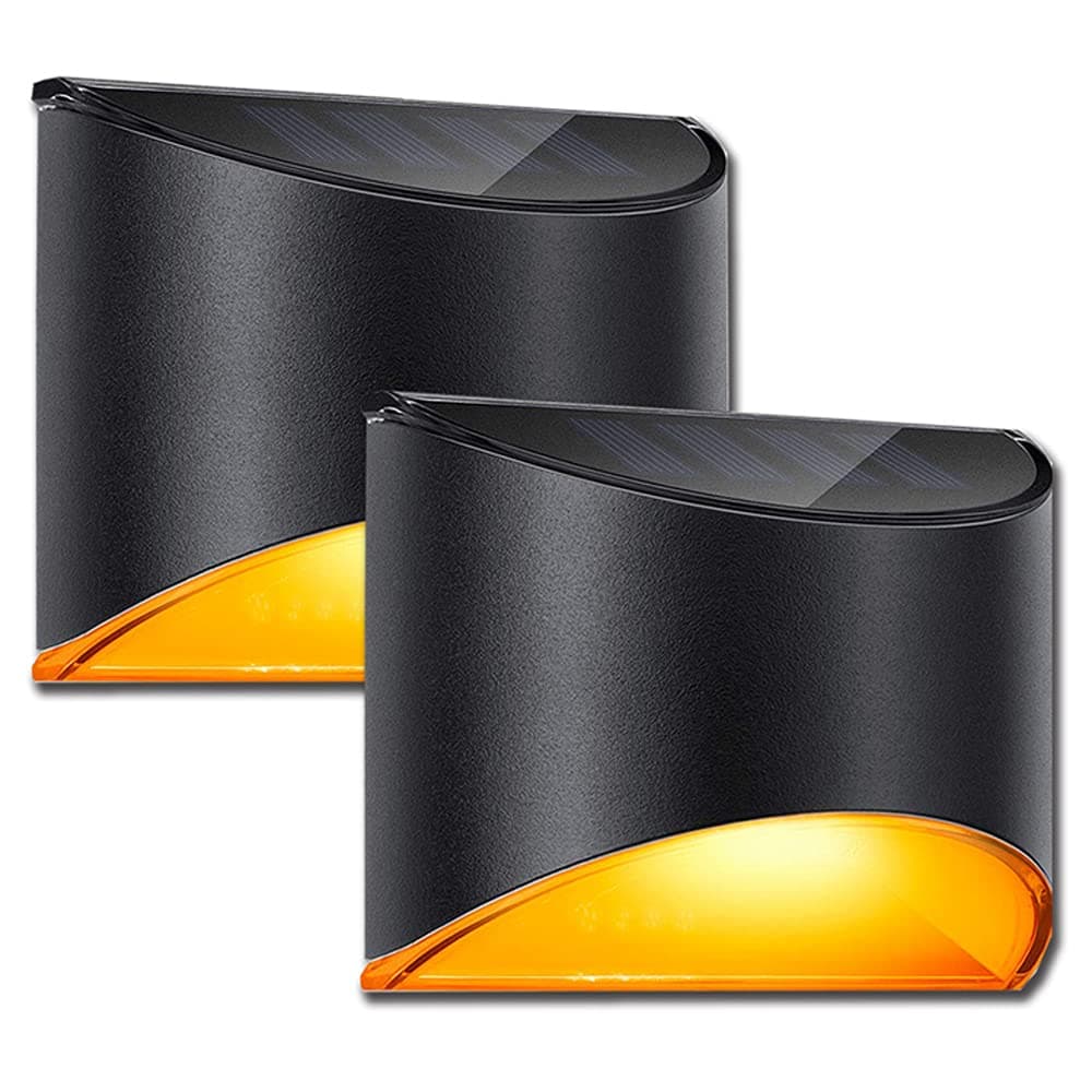 LeiDrail Solar Fence Lights LED Garden Lights Waterproof Solar Wall Lights Outdoor for Patio Gate Yard Warm White 2 Pack