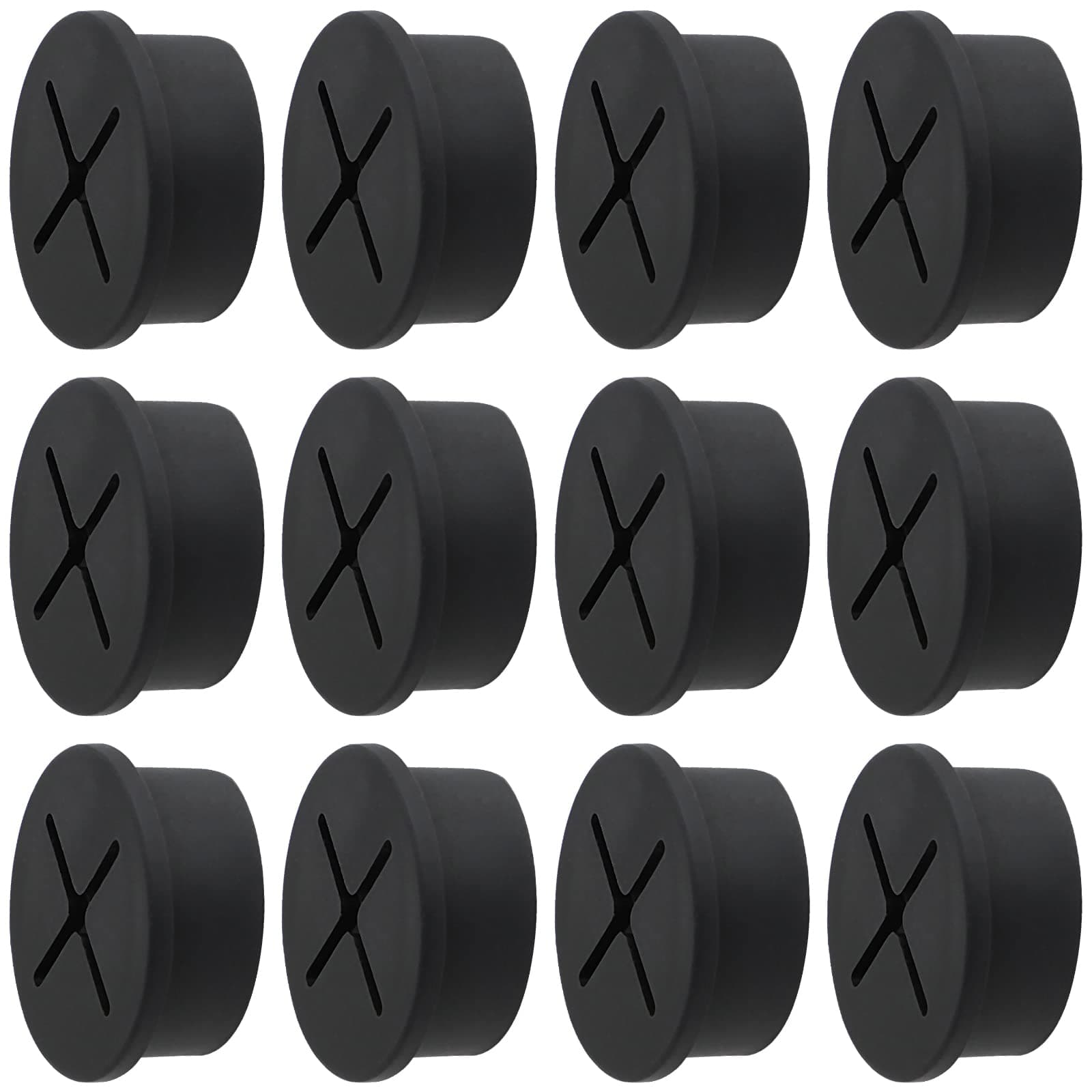 Desk Grommet, 1 Inch Flexible Rubber Grommets, Silicone Cable Cord Grommet Wire Hole Cover for Desk, Table and Other Furnitures(12Pack)