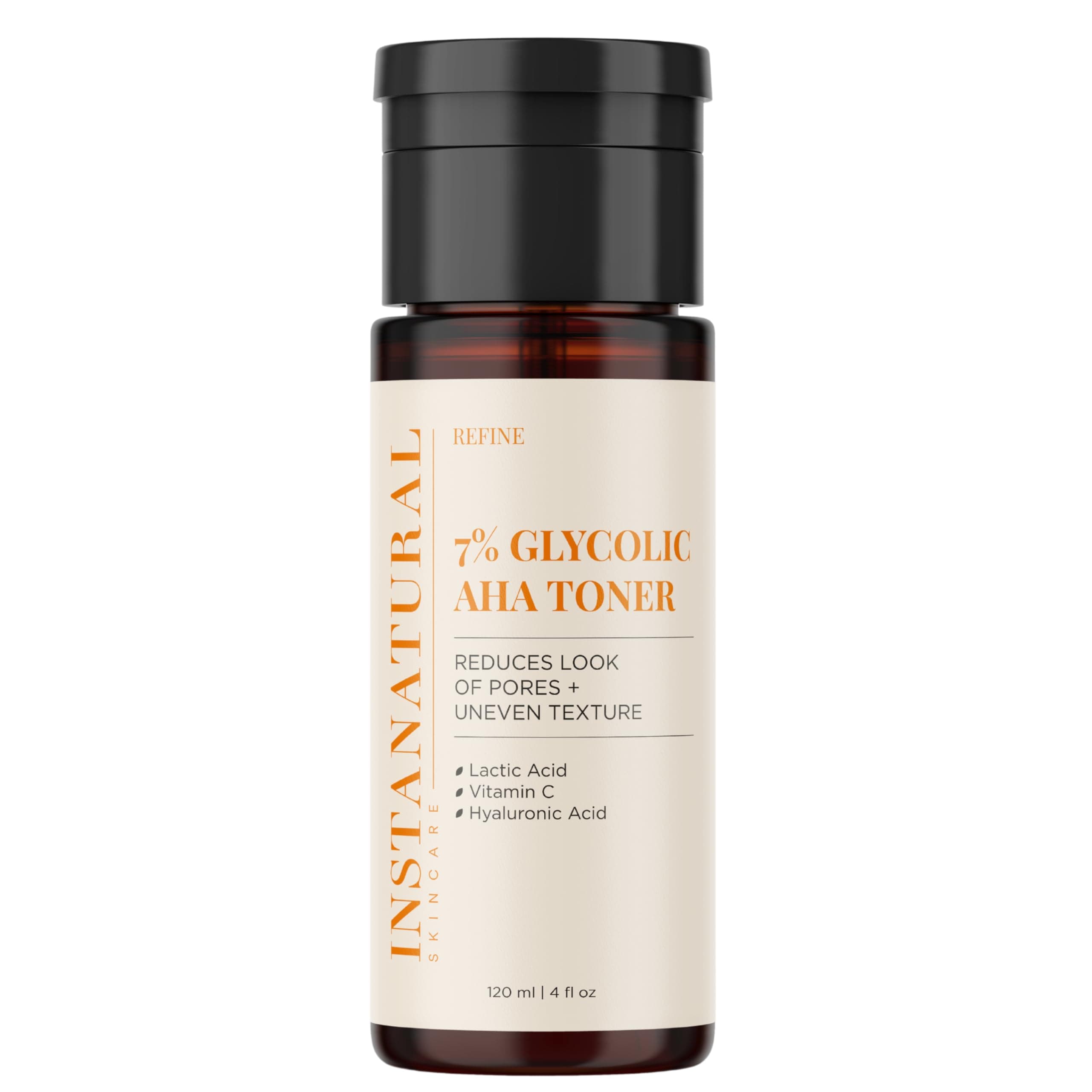 Glycolic Acid Toner 7% with Vitamin C - Anti Aging Pore Minimizer, Blackhead & Brightening Treatment - AHA Exfoliating Astringent - Skin Hydrating Glow Tonic for Face - Lactic Acid, Alpha Hydroxy Acid